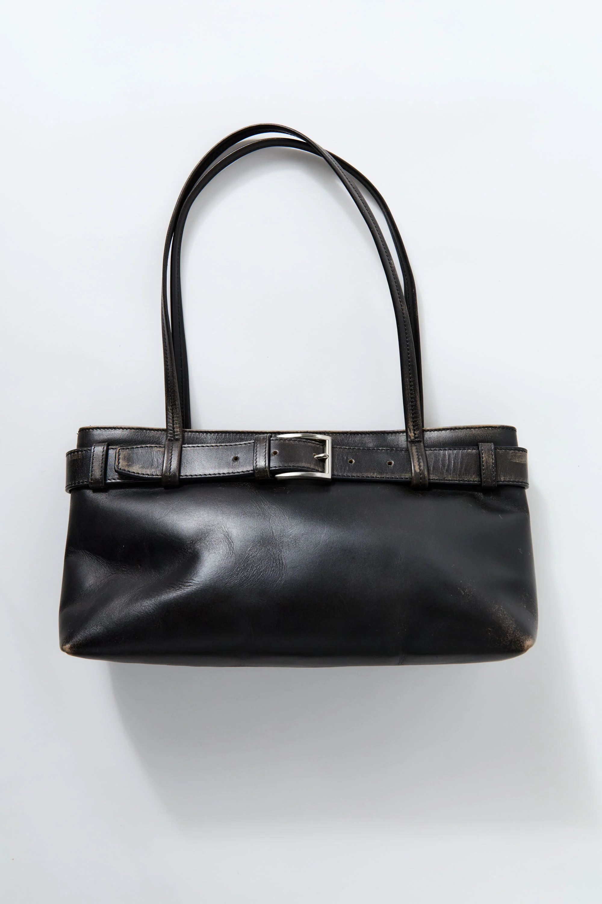 PRE-ORDER: Brushed Belt Detail Baguette - Black - Image 4