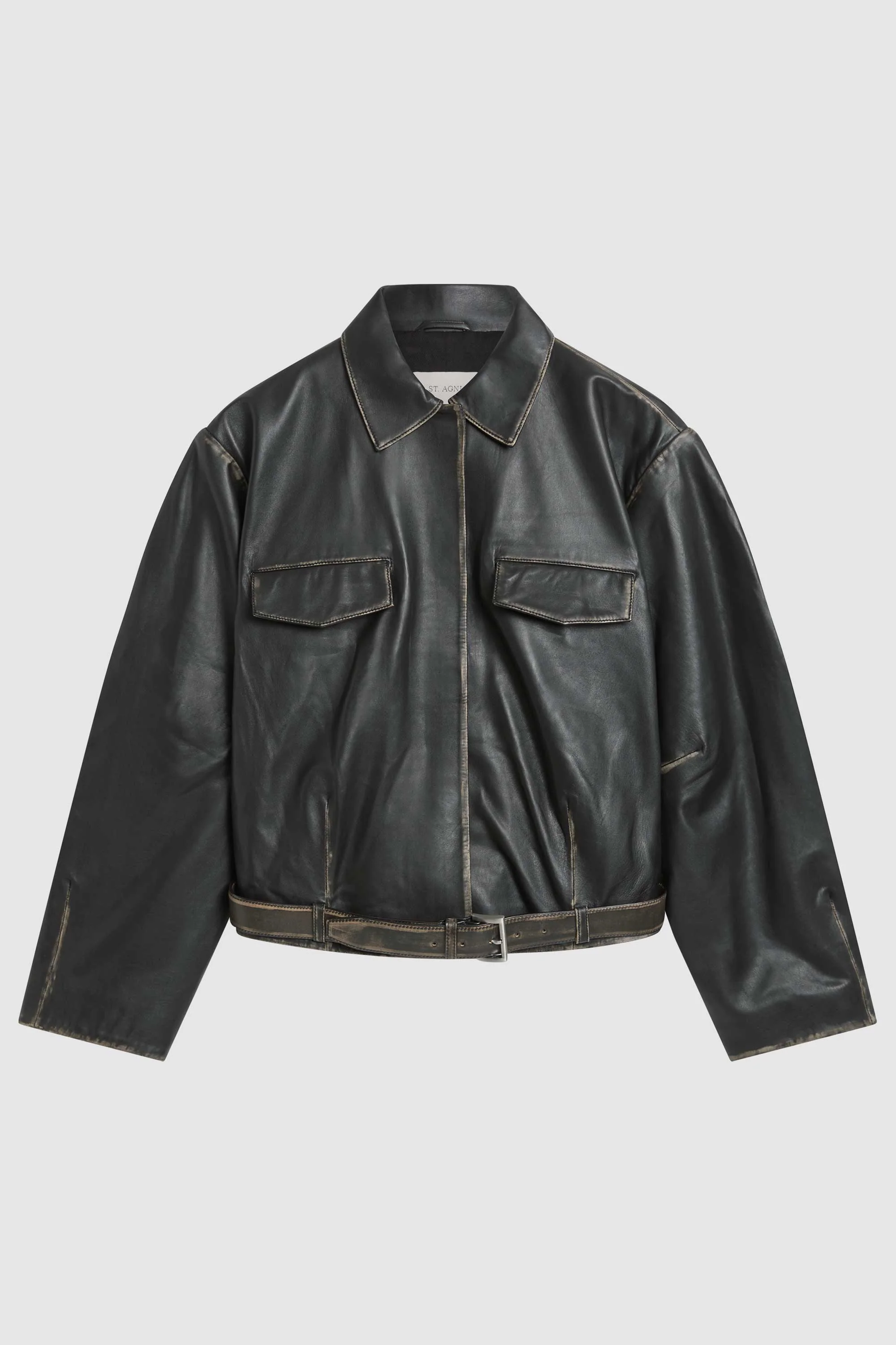 PRE-ORDER: Brushed Leather Belted Jacket - Black - Image 10