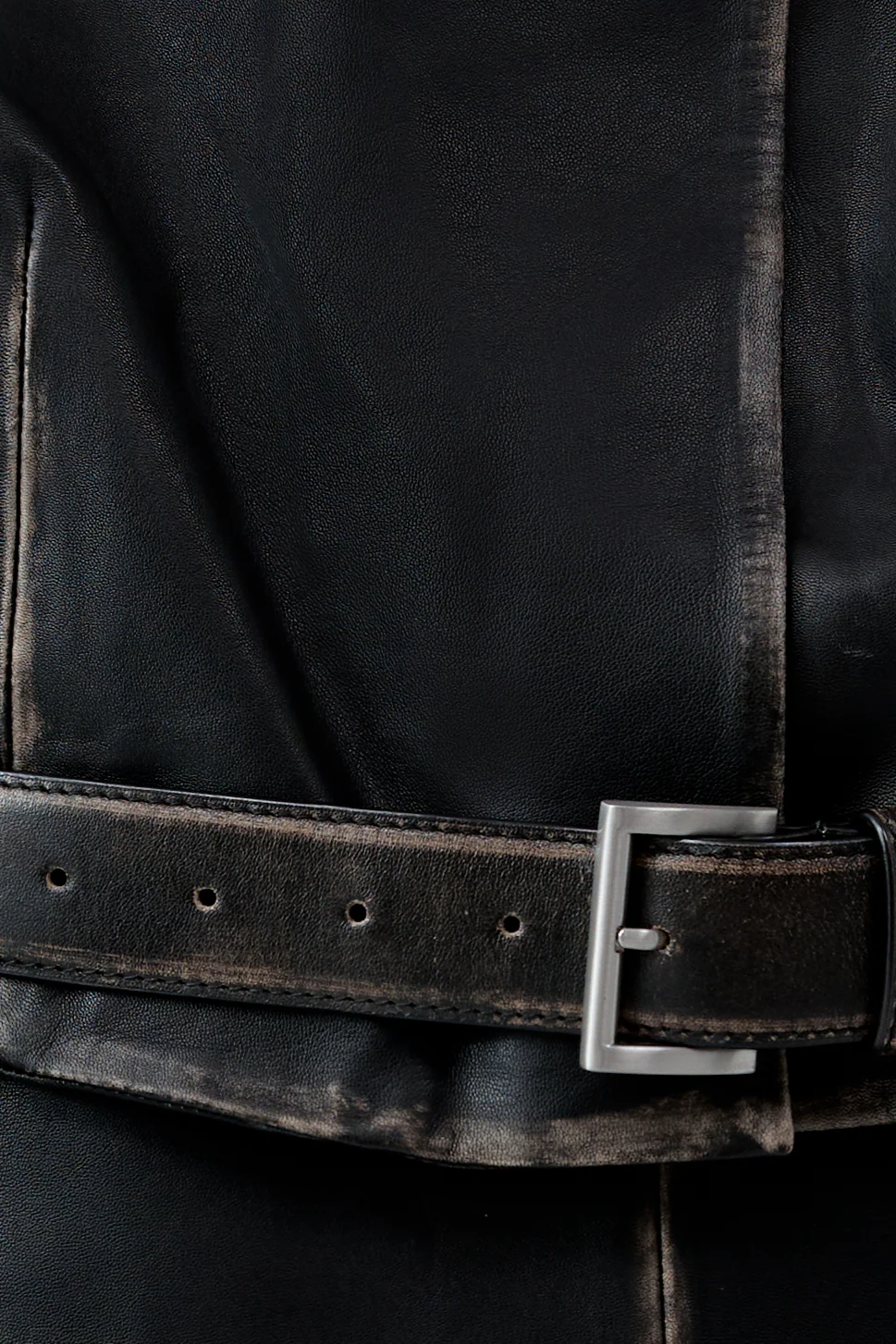 PRE-ORDER: Brushed Leather Belted Jacket - Black - Image 6
