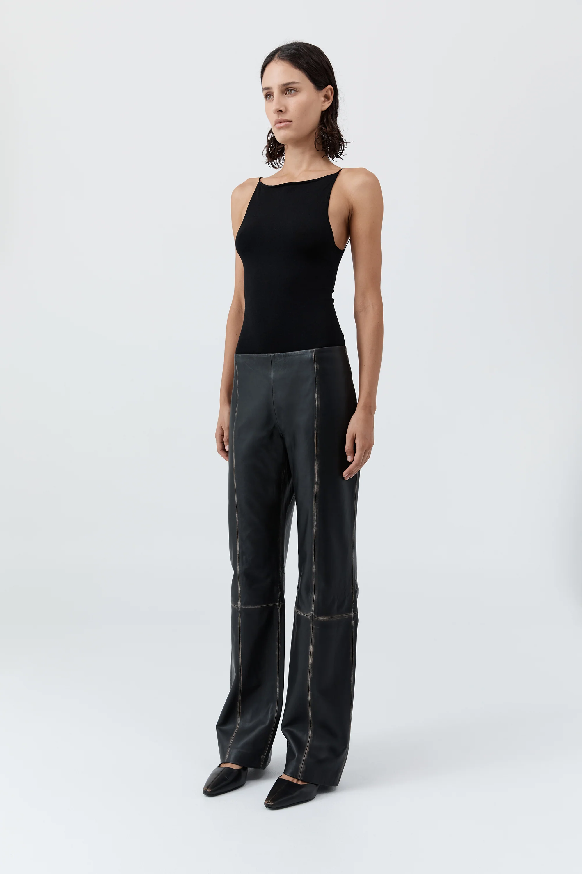 Brushed Leather Pants - Black - Image 5