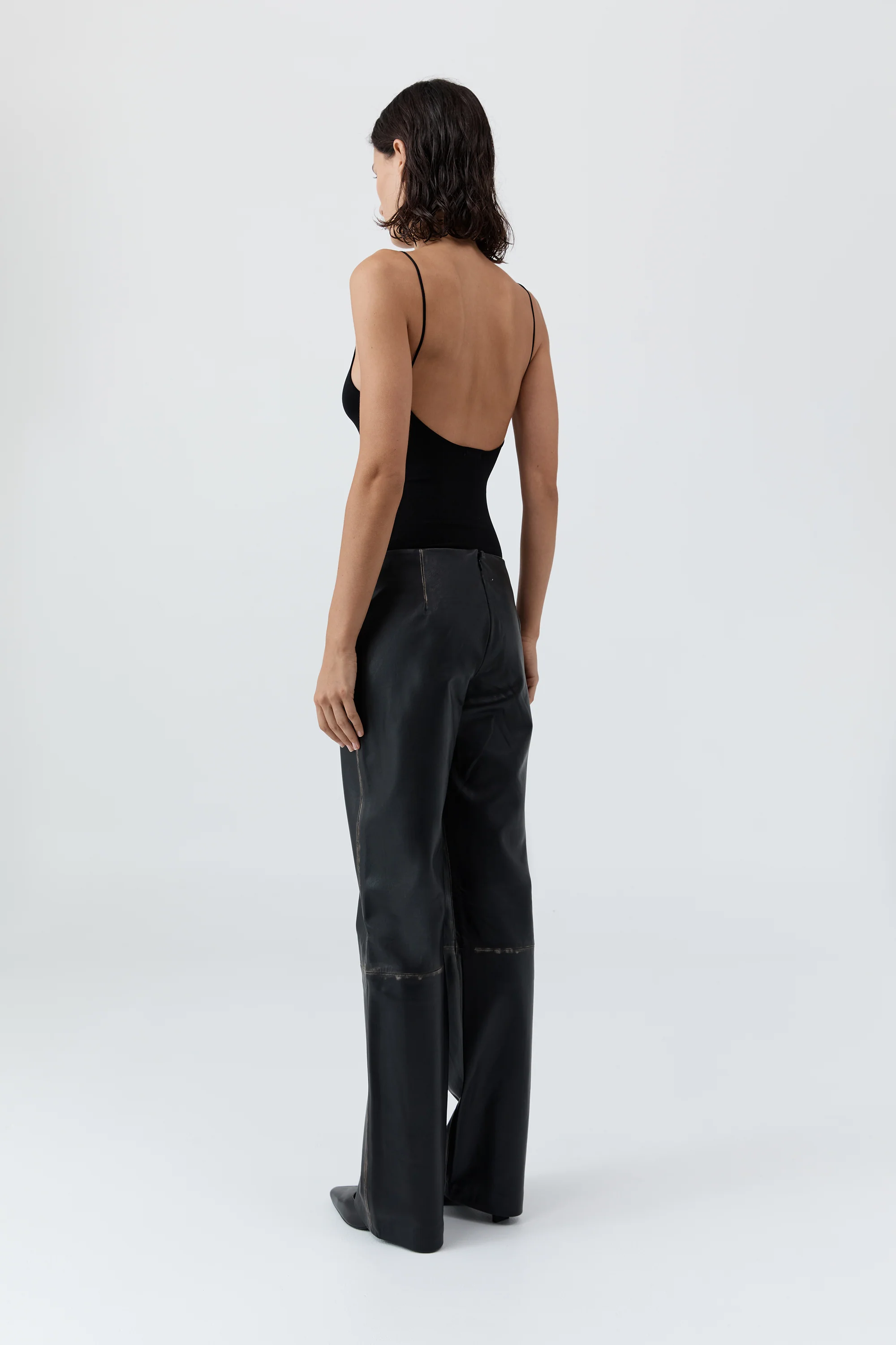 Brushed Leather Pants - Black - Image 6