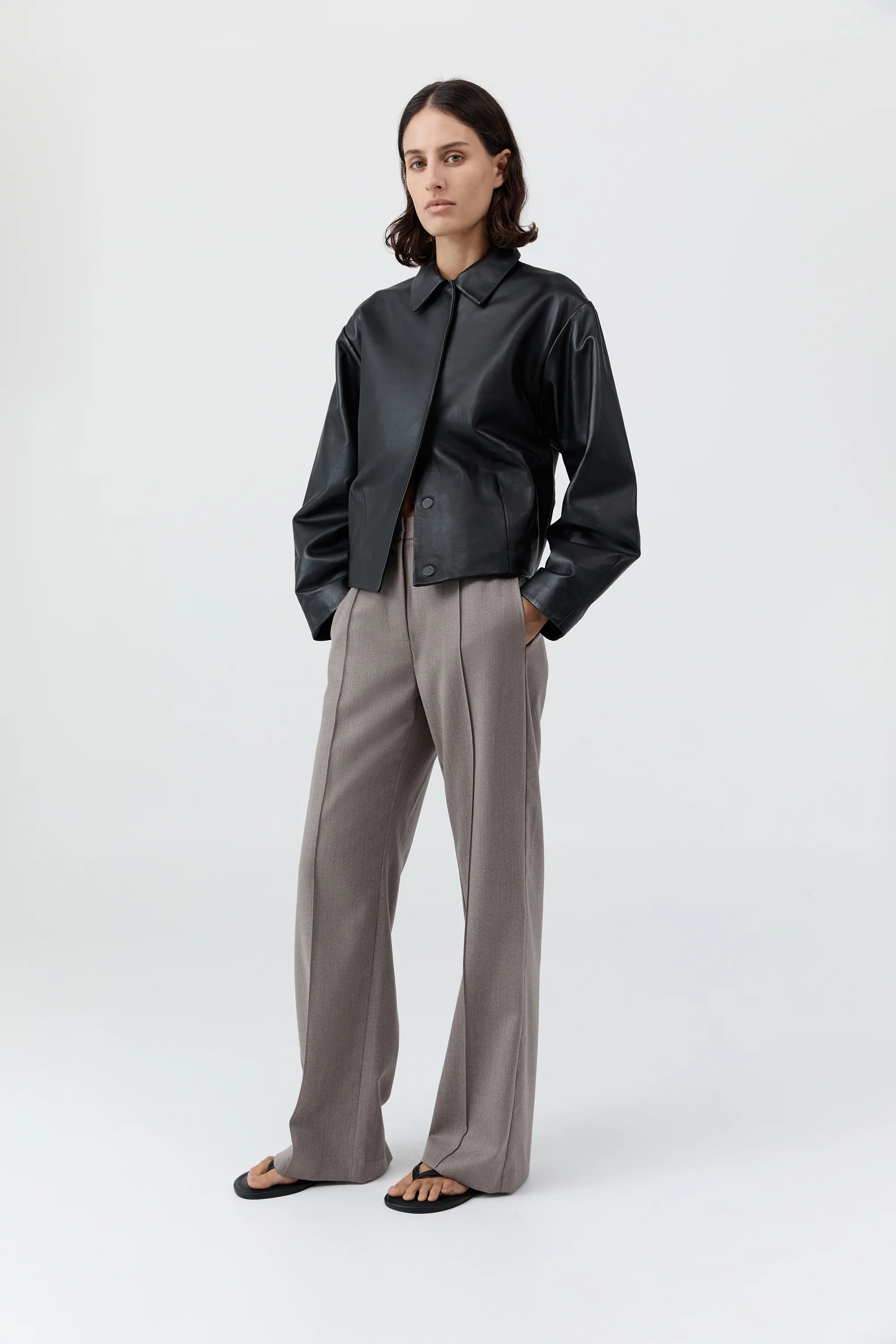 Cocoon Leather Jacket - Black - Image 3