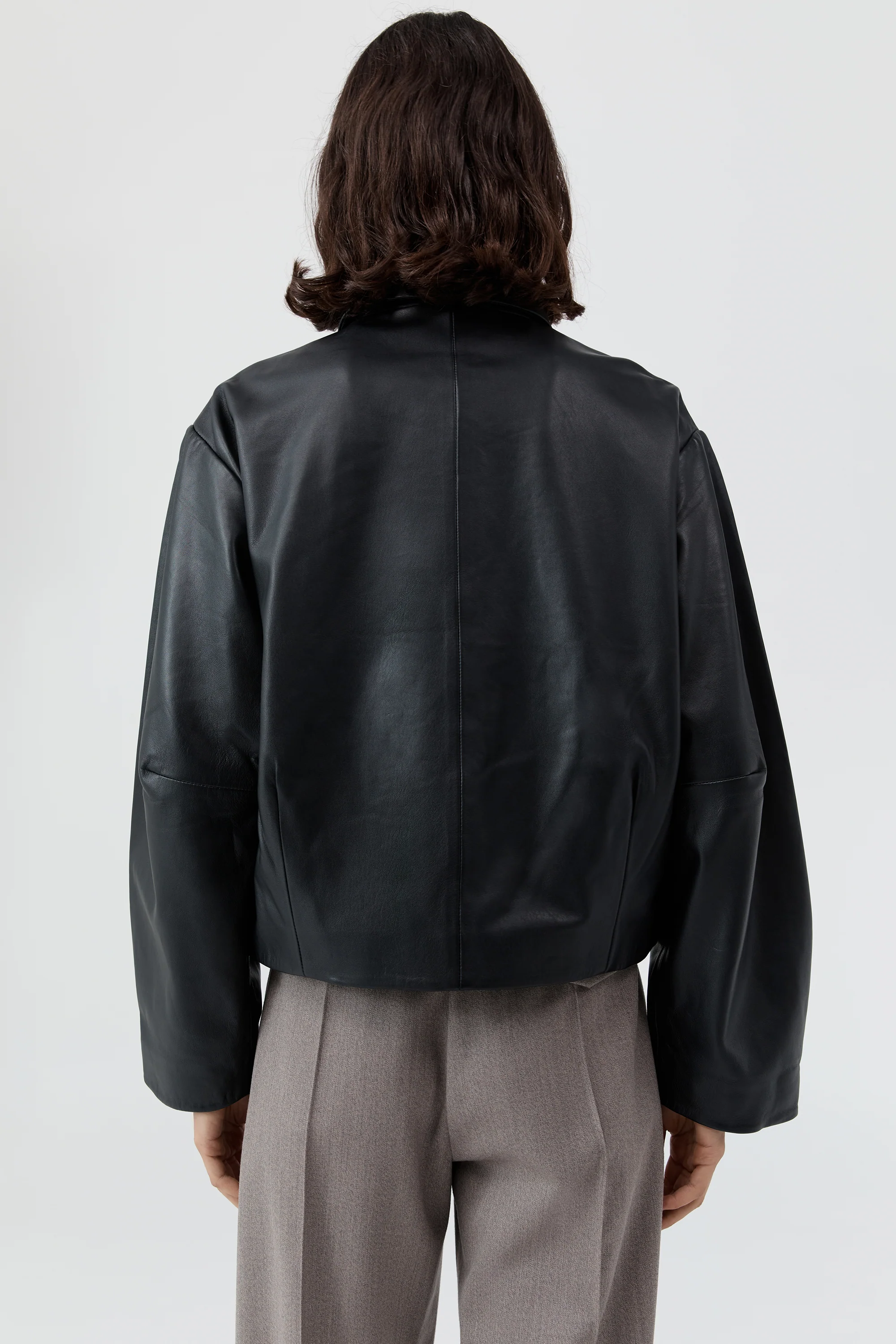 Cocoon Leather Jacket - Black - Image 4