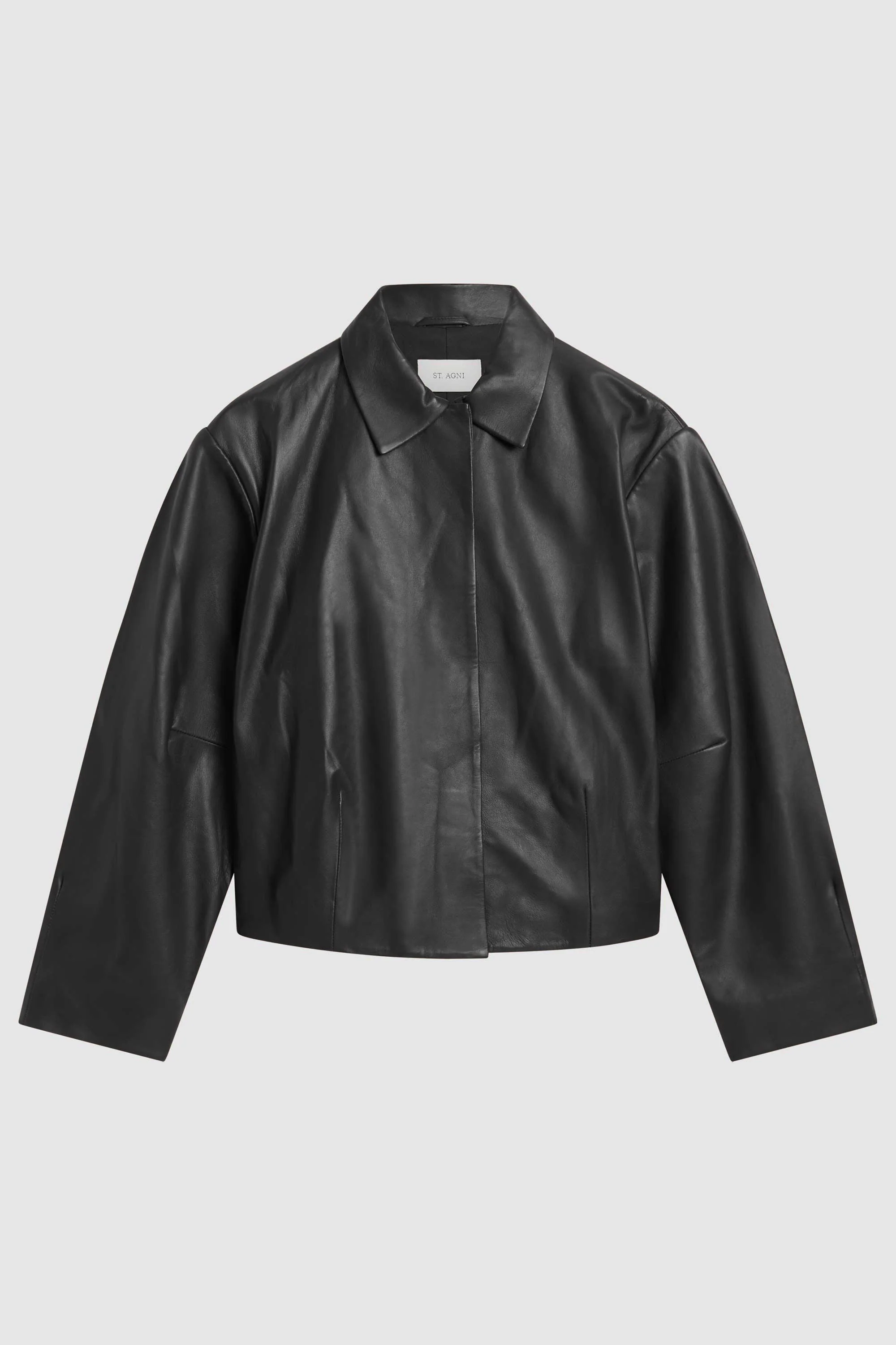 Cocoon Leather Jacket - Black - Image 7