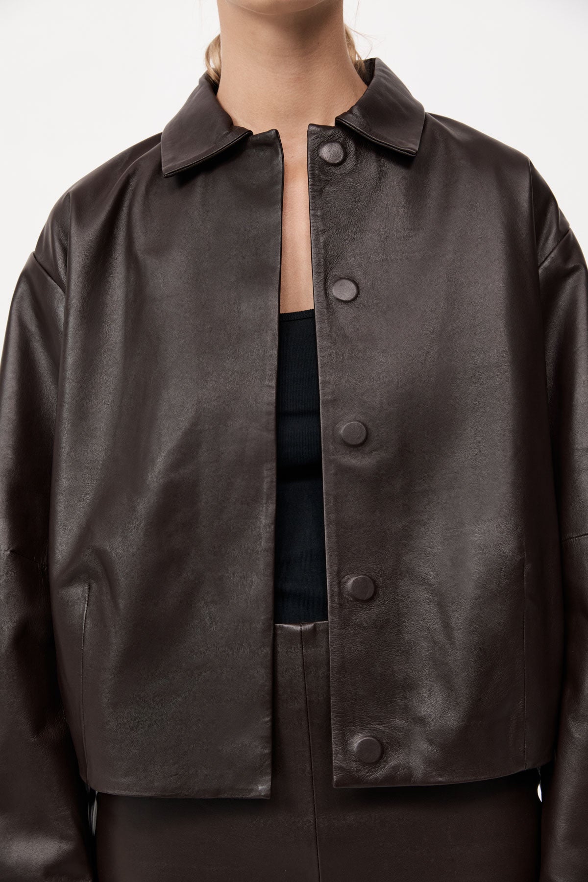 PRE-ORDER: Cocoon Leather Jacket - Chocolate - Image 3