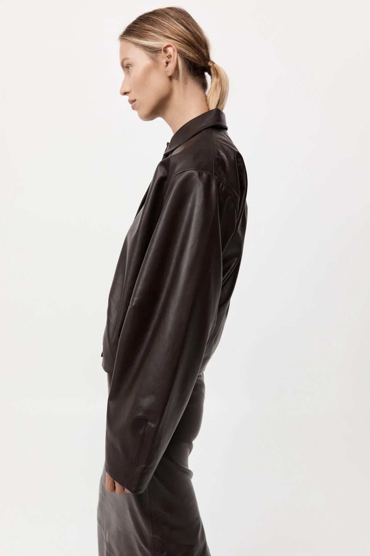 PRE-ORDER: Cocoon Leather Jacket - Chocolate - Image 5
