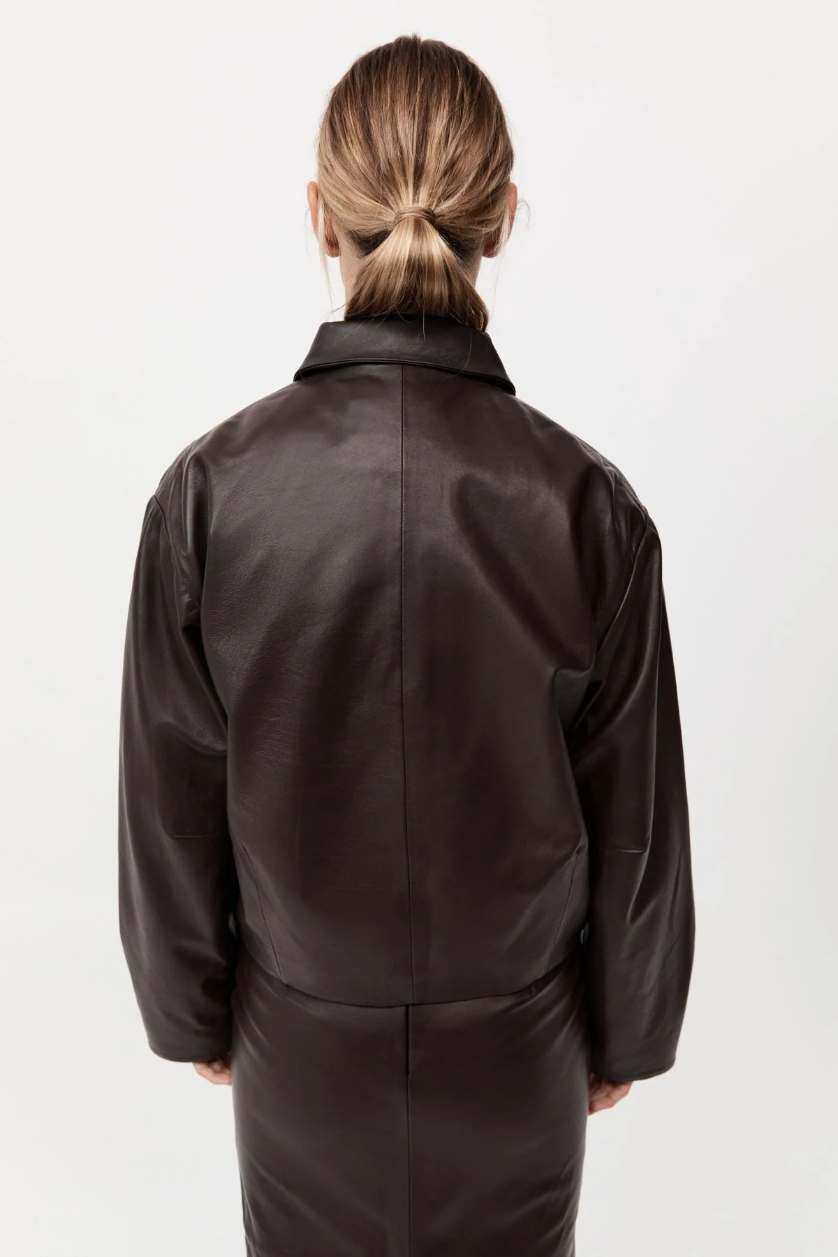 PRE-ORDER: Cocoon Leather Jacket - Chocolate - Image 6