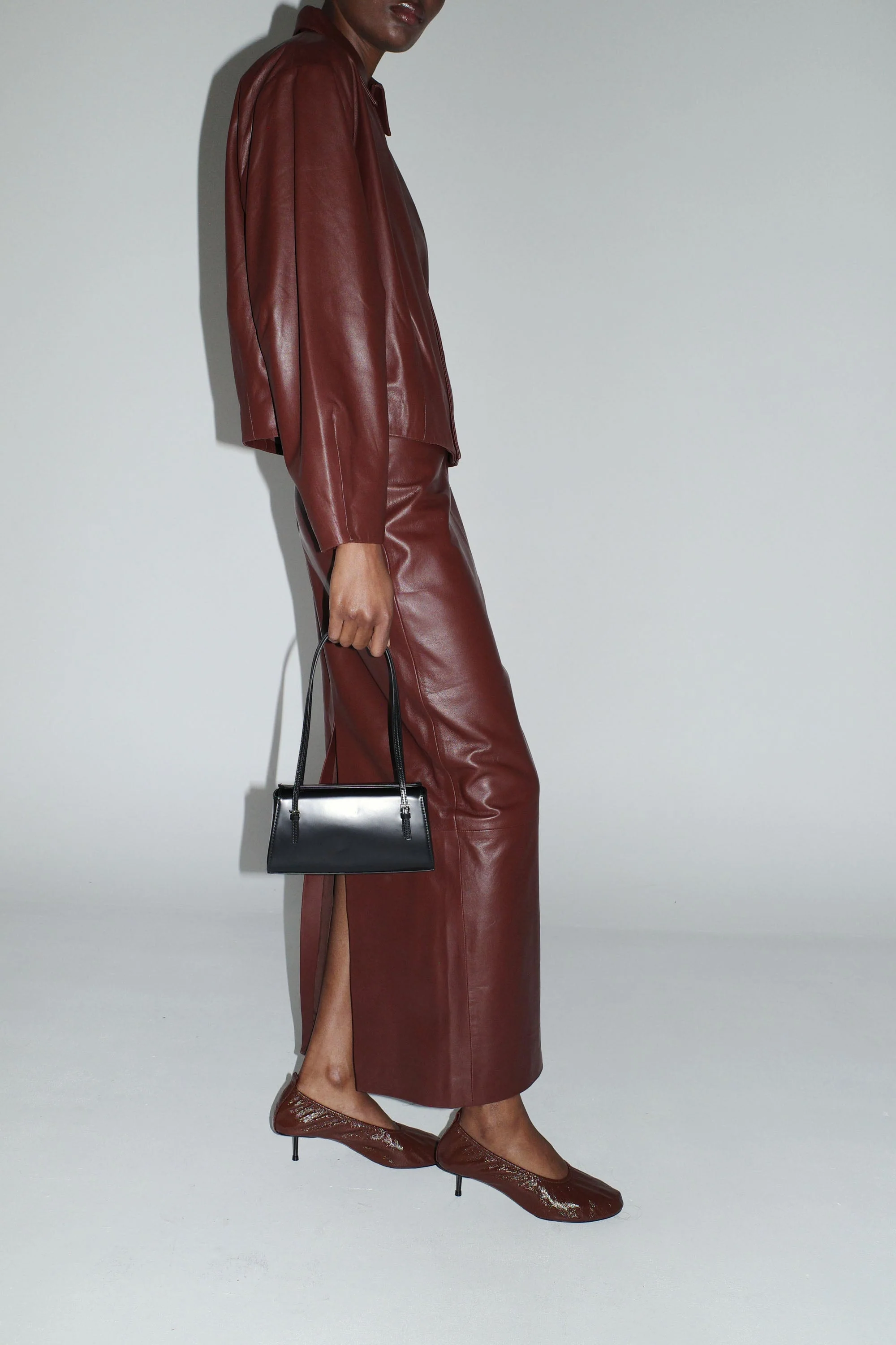 Cocoon Leather Jacket - Rum - Image 10