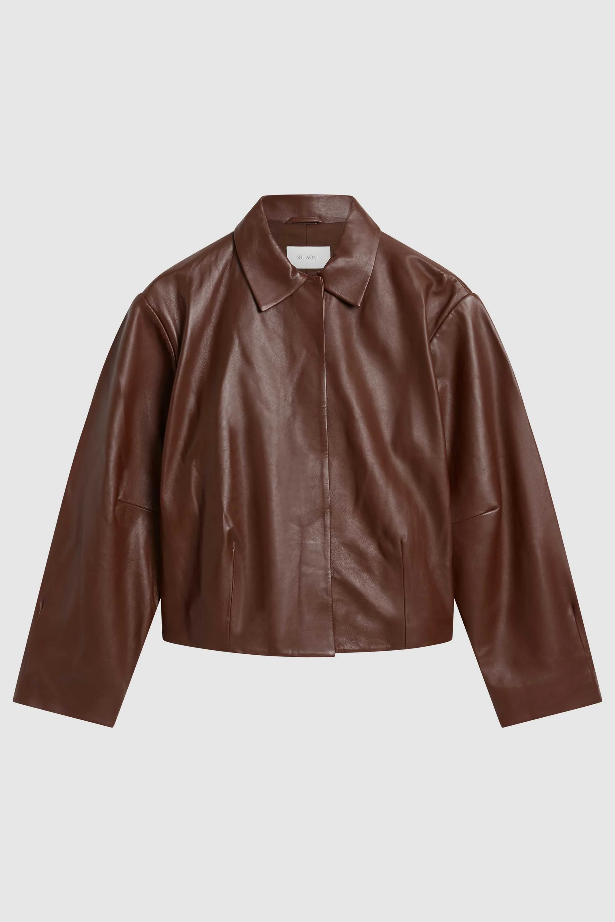 Cocoon Leather Jacket - Rum - Image 11