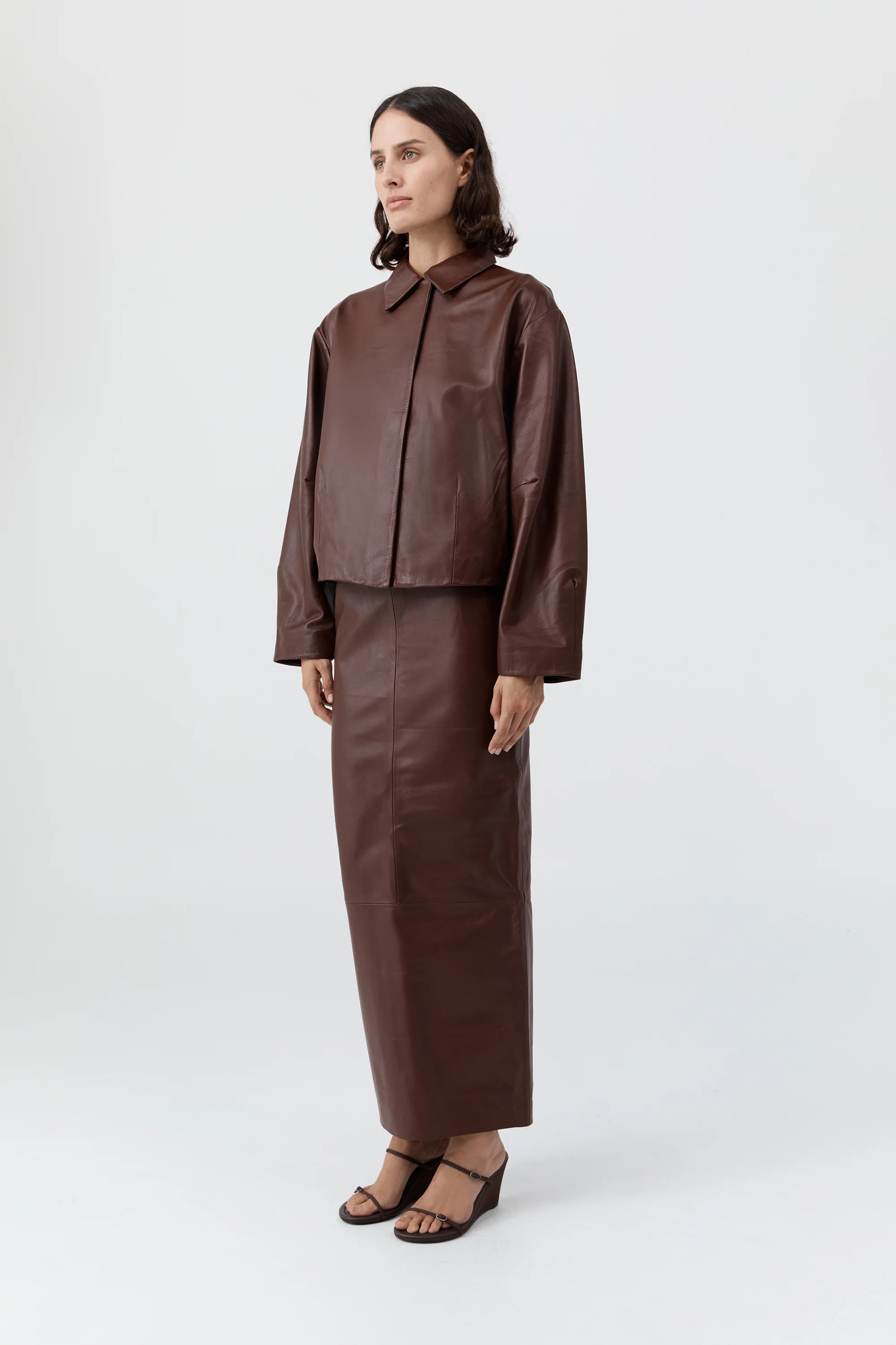 Cocoon Leather Jacket - Rum - Image 5