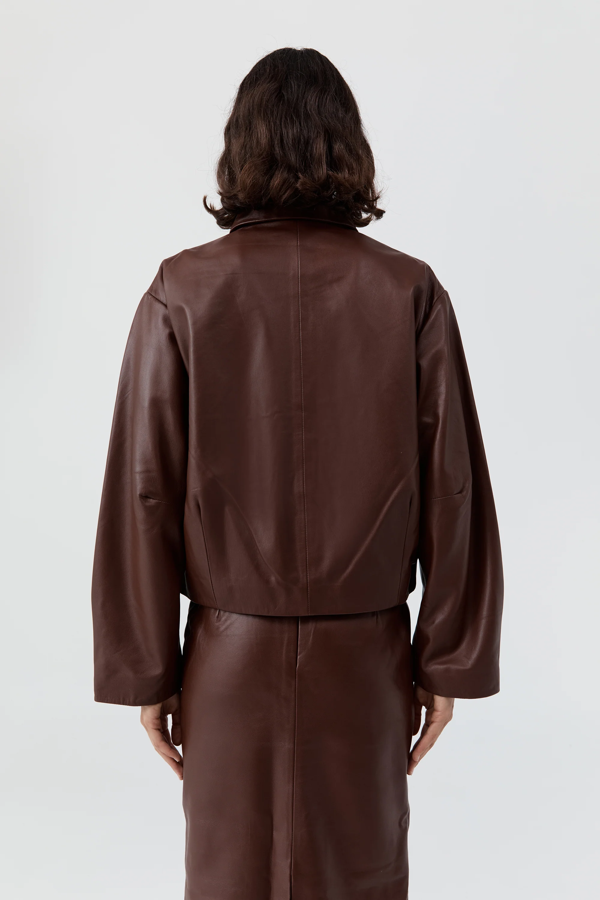 Cocoon Leather Jacket - Rum - Image 6