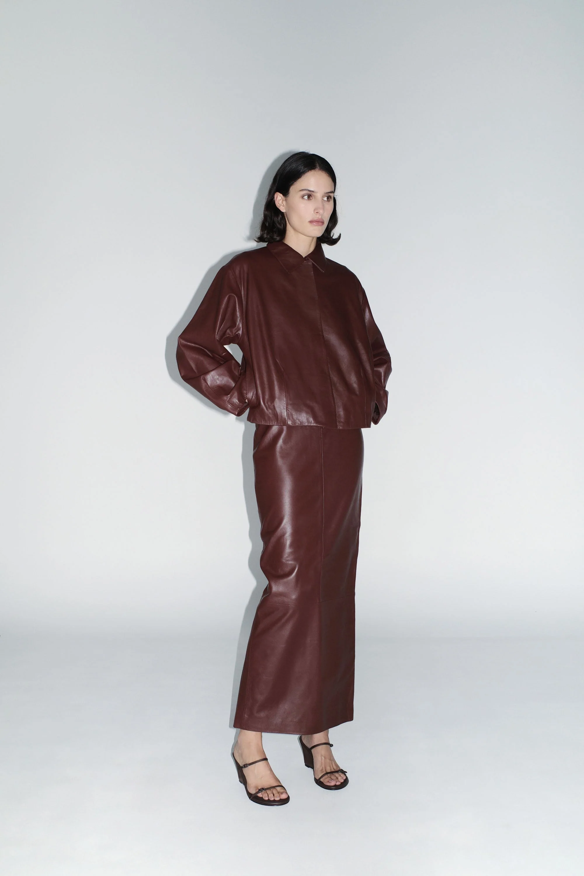 Cocoon Leather Jacket - Rum - Image 7