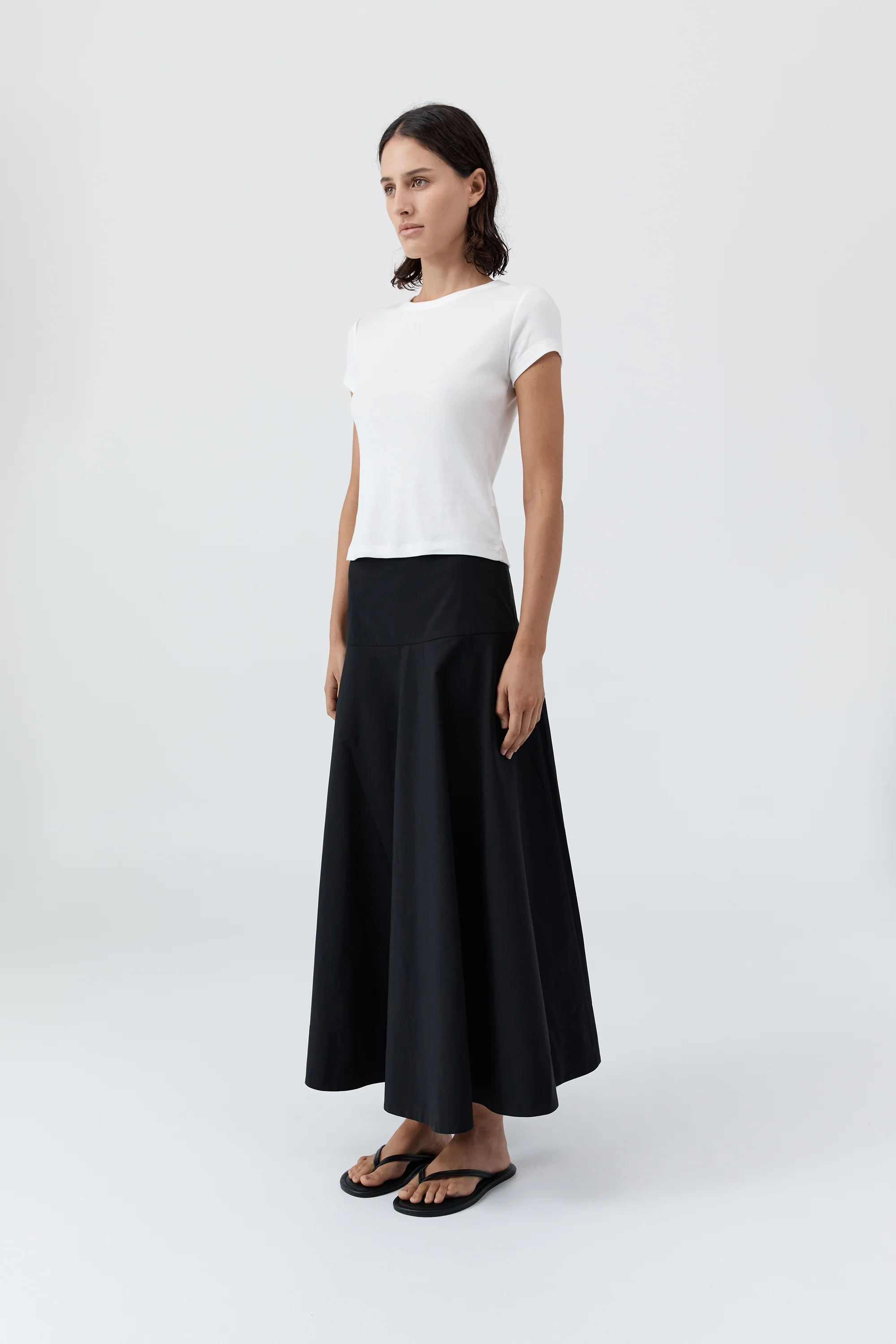 Cotton Circle Hem Skirt - Black - Image 3