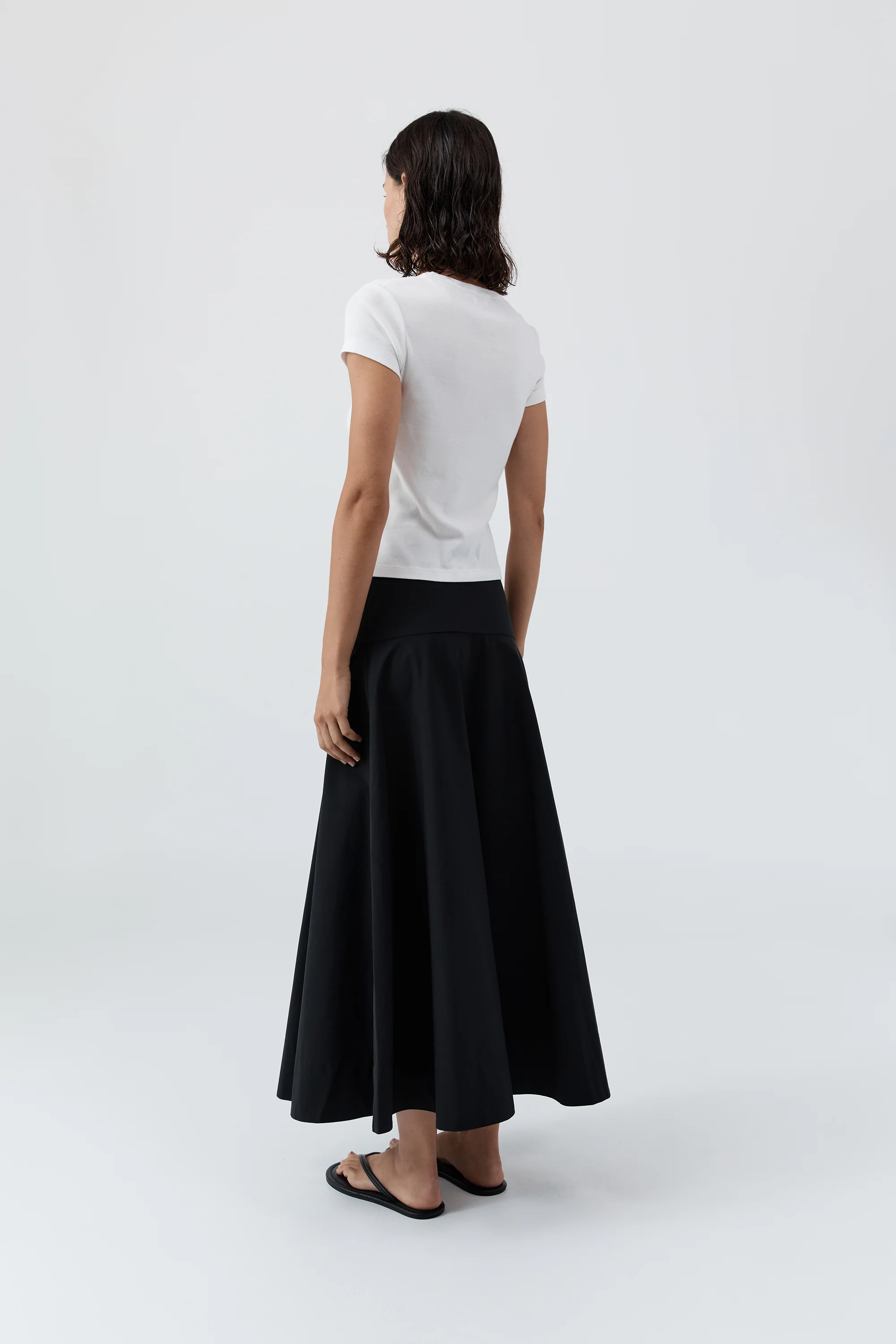 Cotton Circle Hem Skirt - Black - Image 4