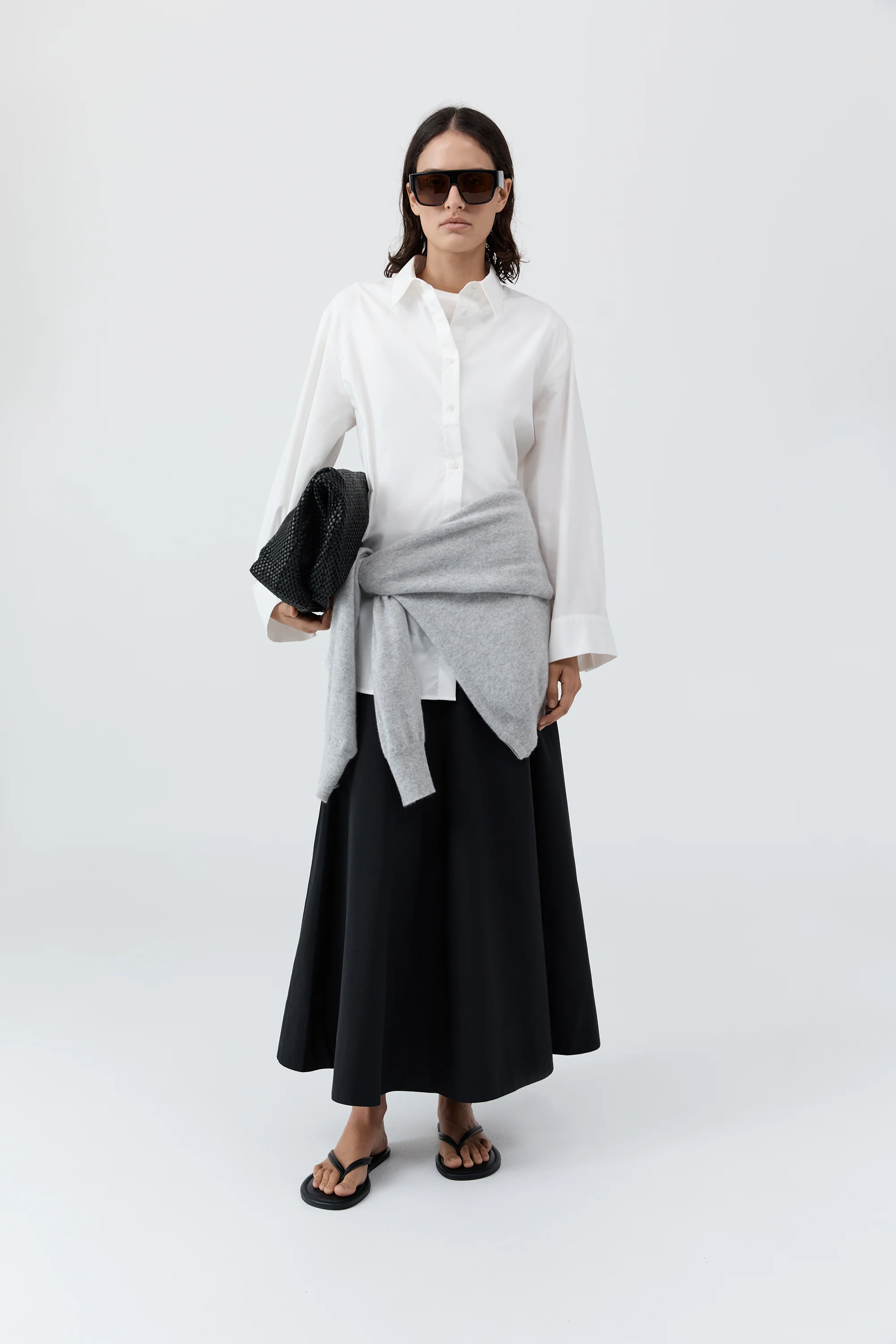 Cotton Circle Hem Skirt - Black - Image 5