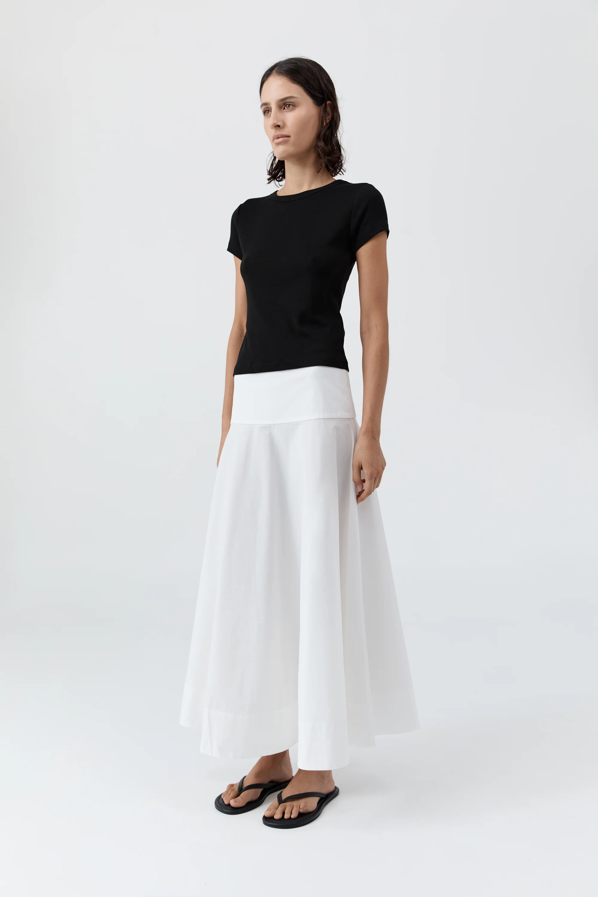 Cotton Circle Hem Skirt - White - Image 4