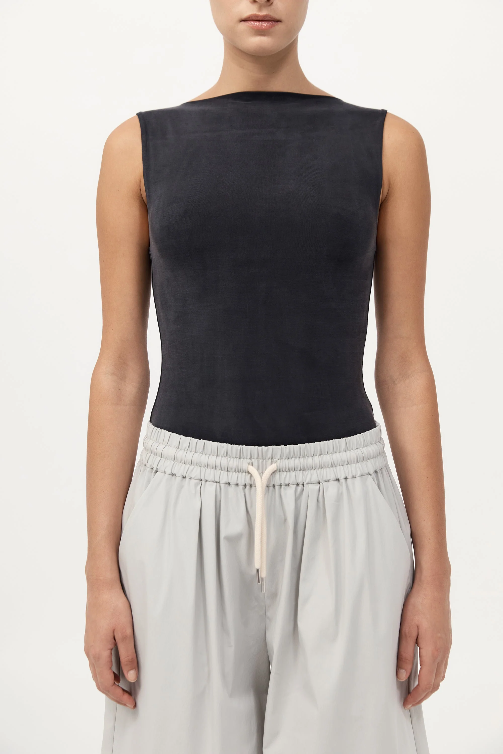 Cupro Jersey Top - Black - Image 3