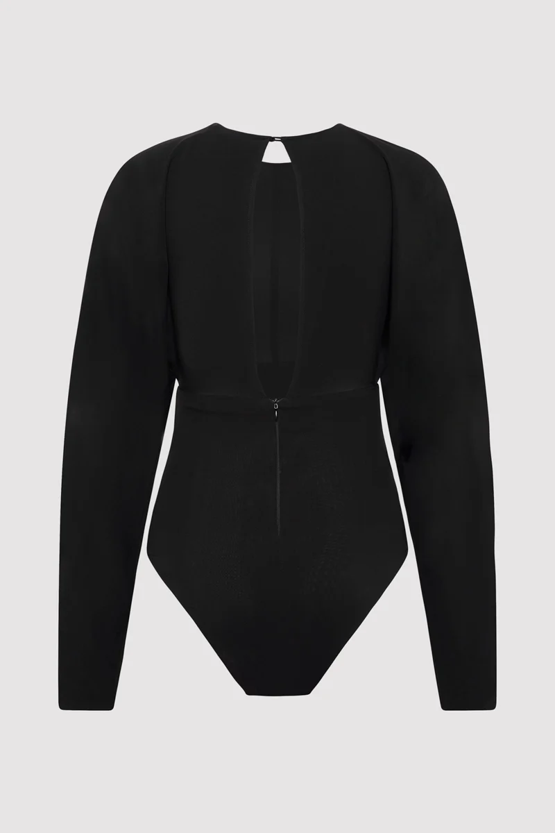 Dolman Sleeve Bodysuit - Black - Image 11