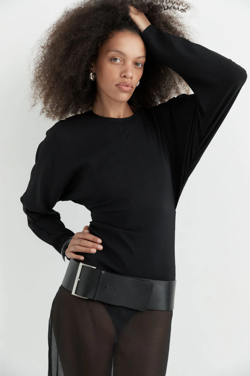 Dolman Sleeve Bodysuit - Black - Image 8