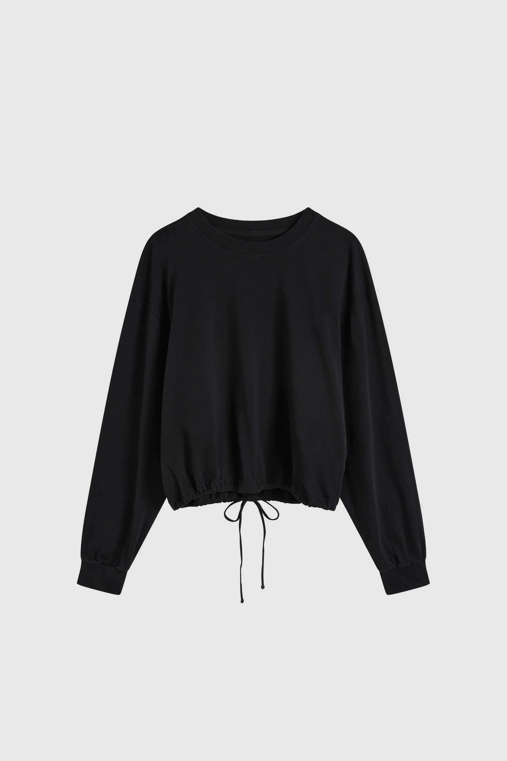 Drawstring Long Sleeve Top - Black - Image 5