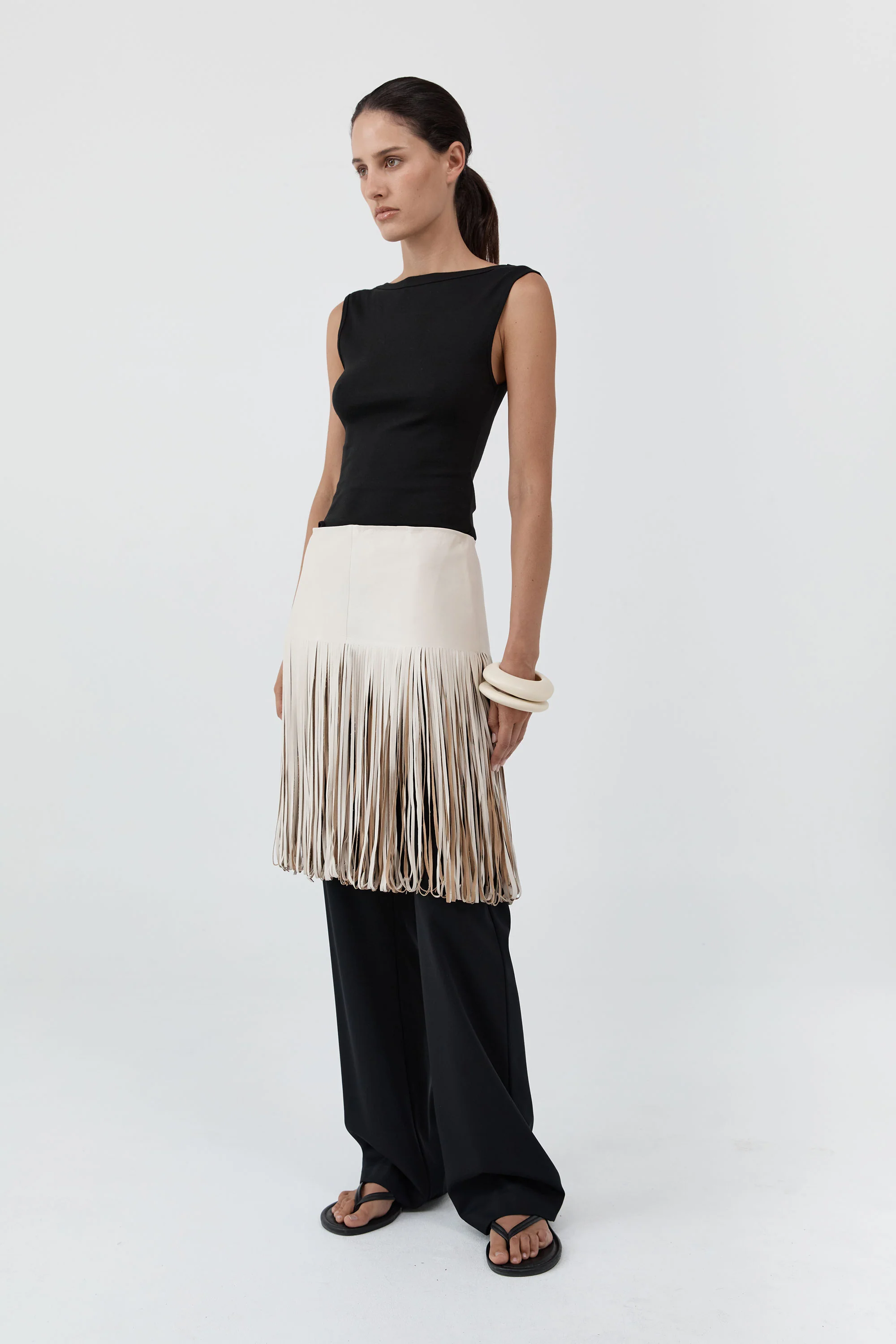 Fringe Belt Skirt - Tofu - Image 3
