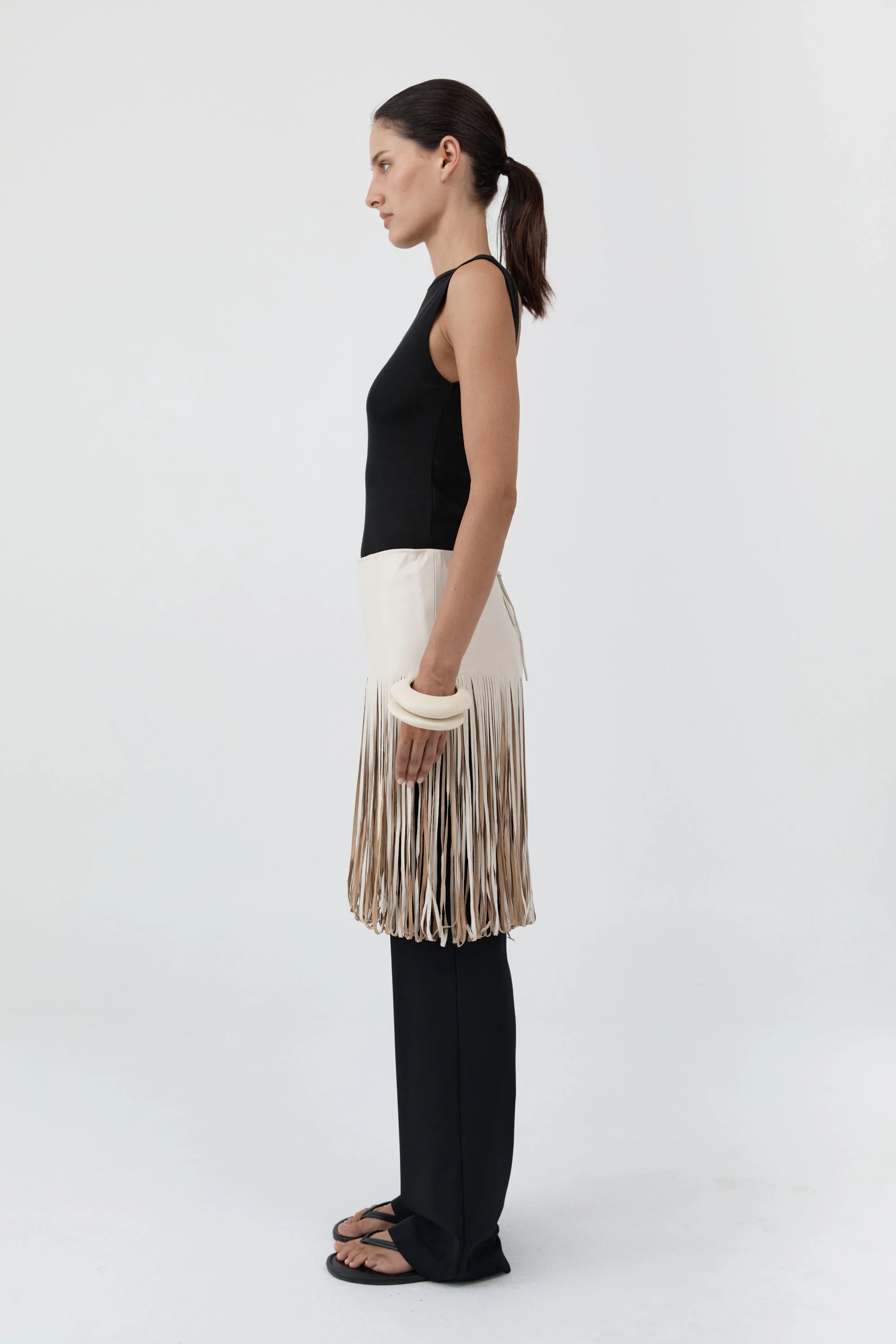 Fringe Belt Skirt - Tofu - Image 4
