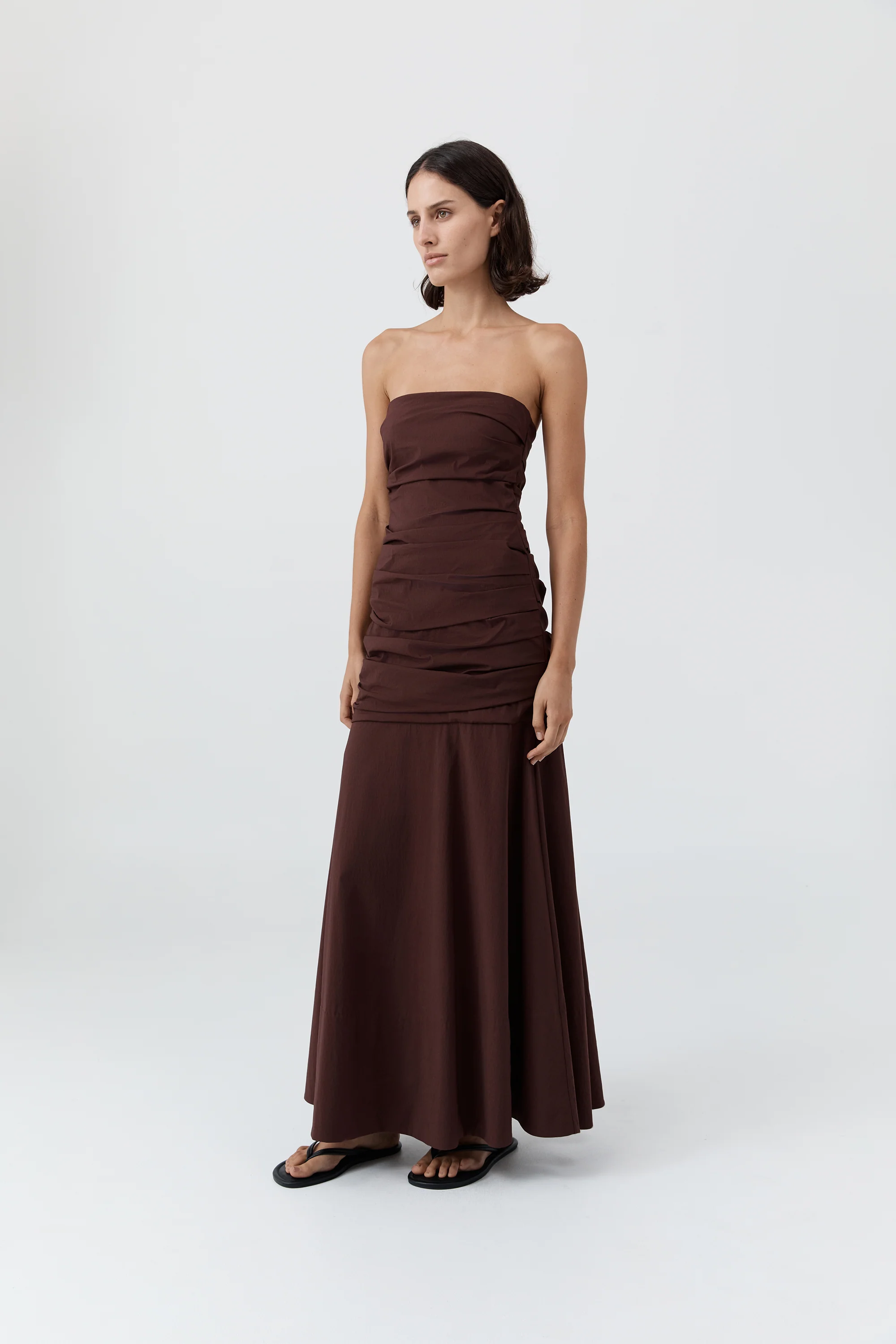 Gathered Strapless Longline Dress - Liqueur - Image 3