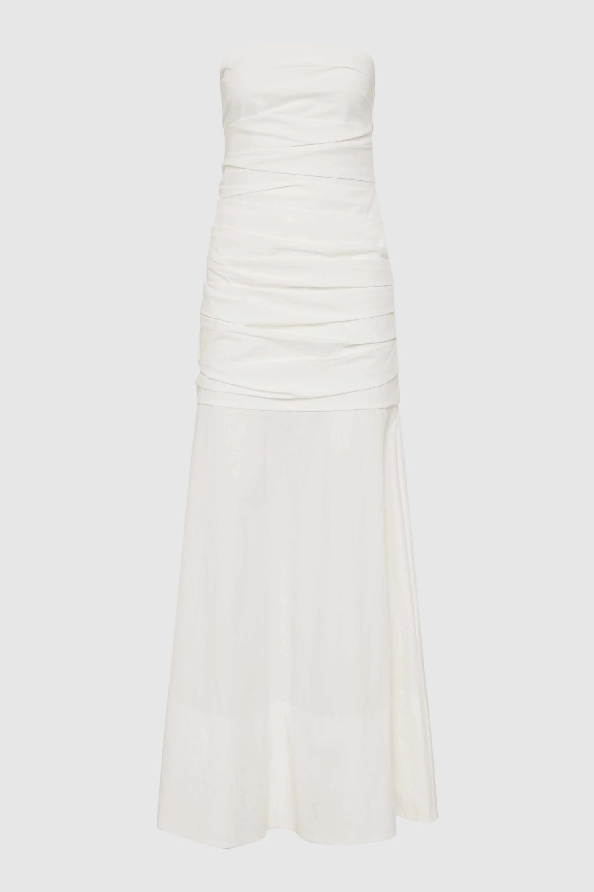 Gathered Strapless Longline Dress - White - Image 7