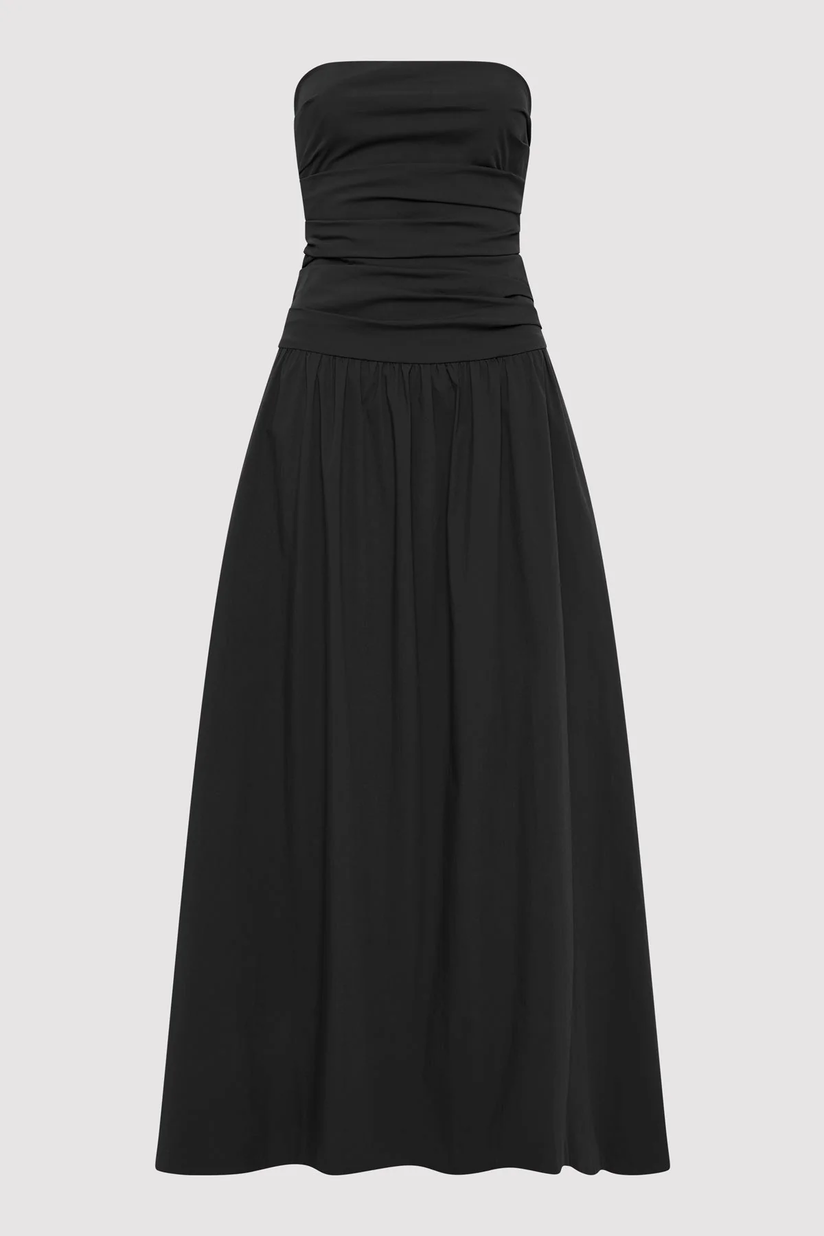 Gathered Strapless Tie Back Dress - Black - Image 4