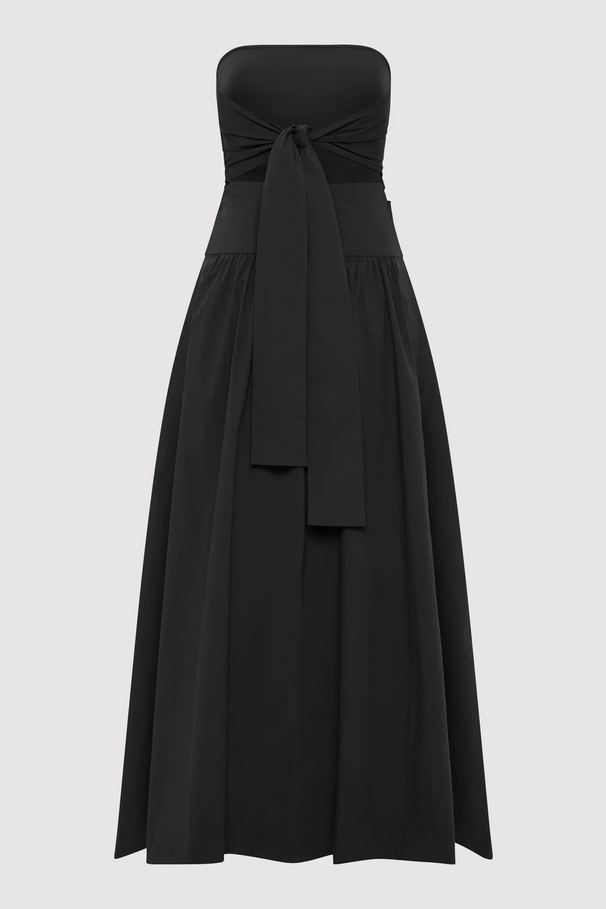 Gathered Strapless Tie Back Dress - Black - Image 5