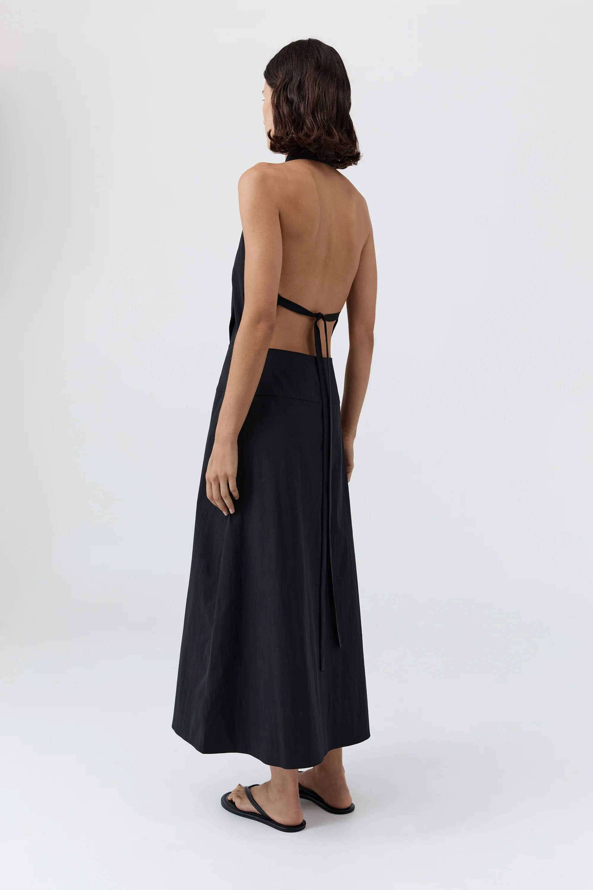 Halter Wrap Dress - Black - Image 3