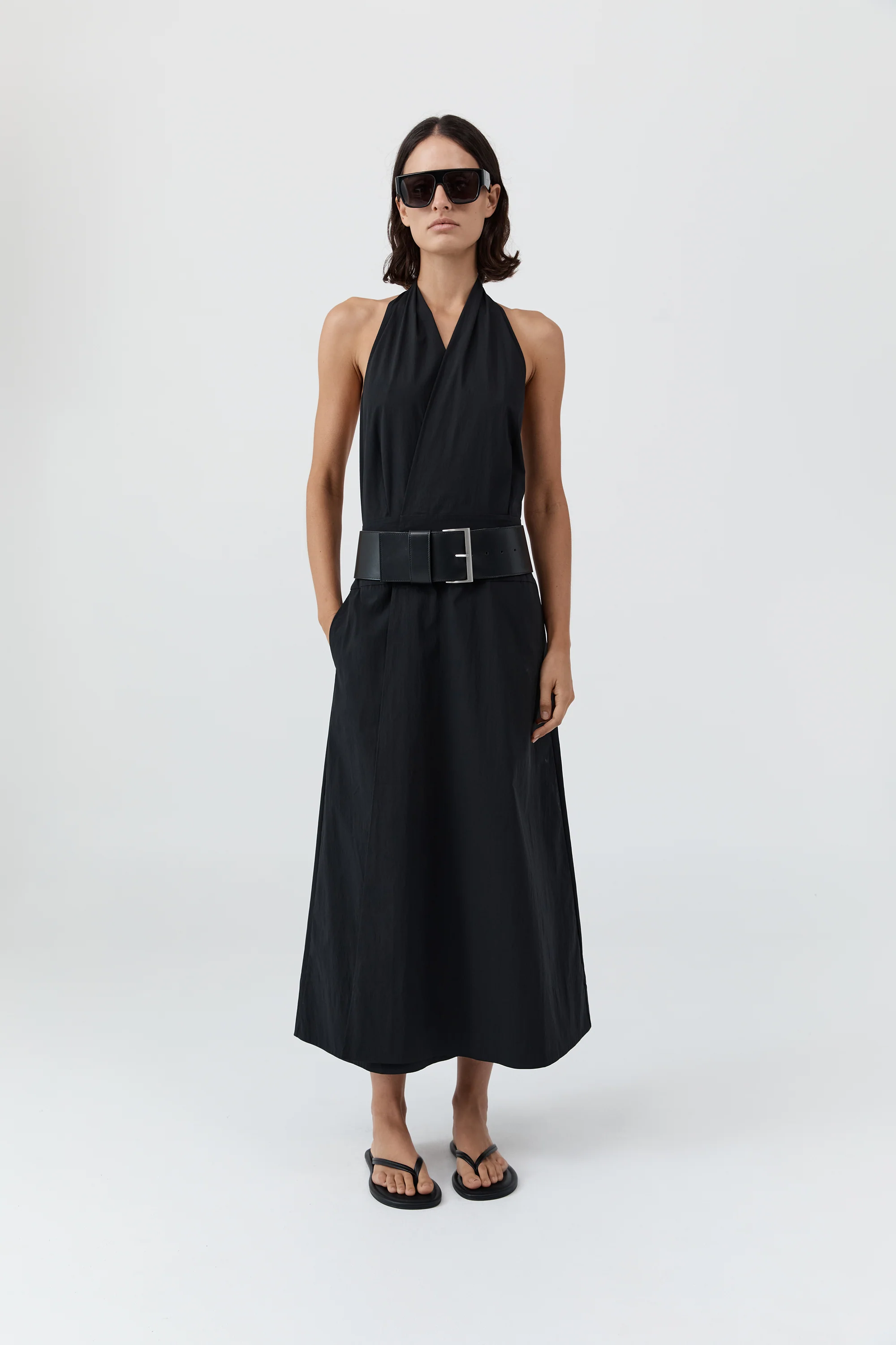 Halter Wrap Dress - Black - Image 5