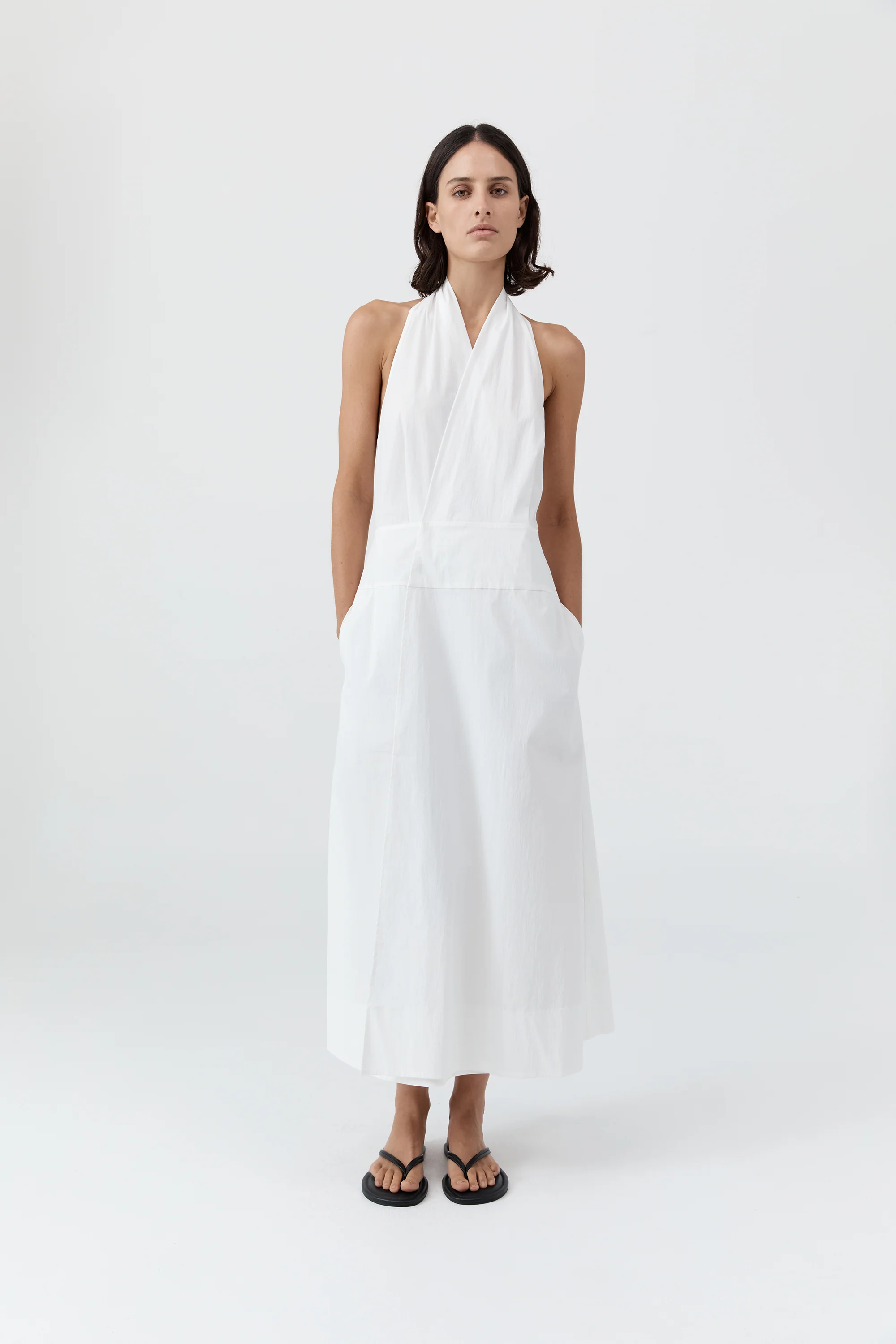 Halter Wrap Dress - White - Image 3
