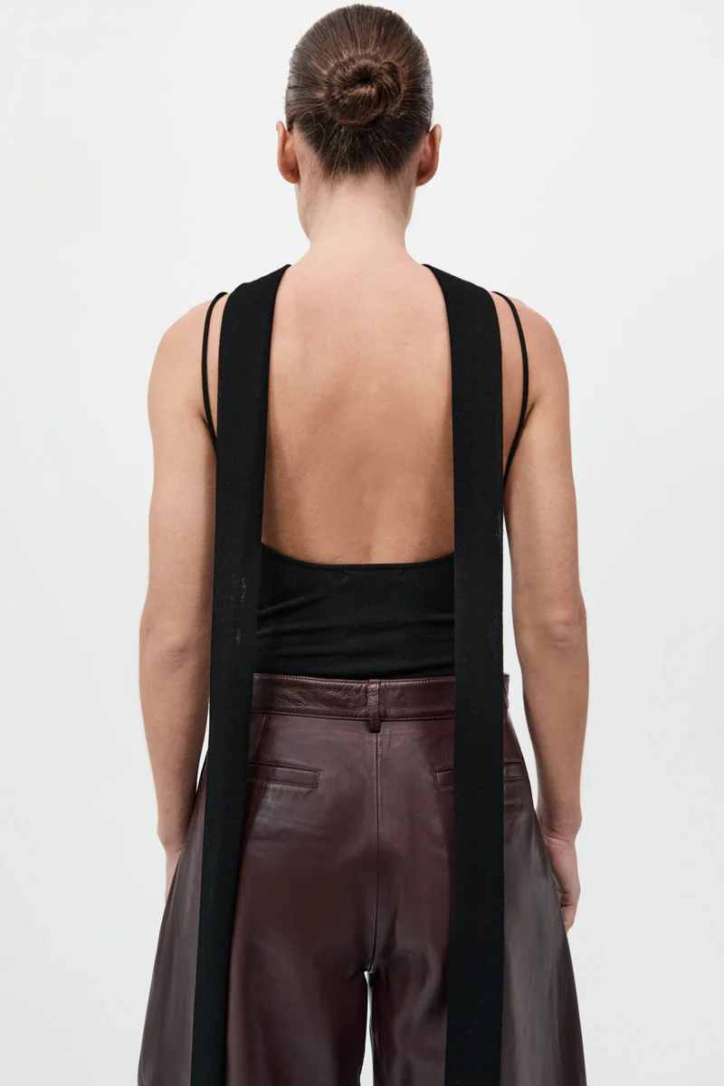 Knit Scarf Top - Black - Image 5