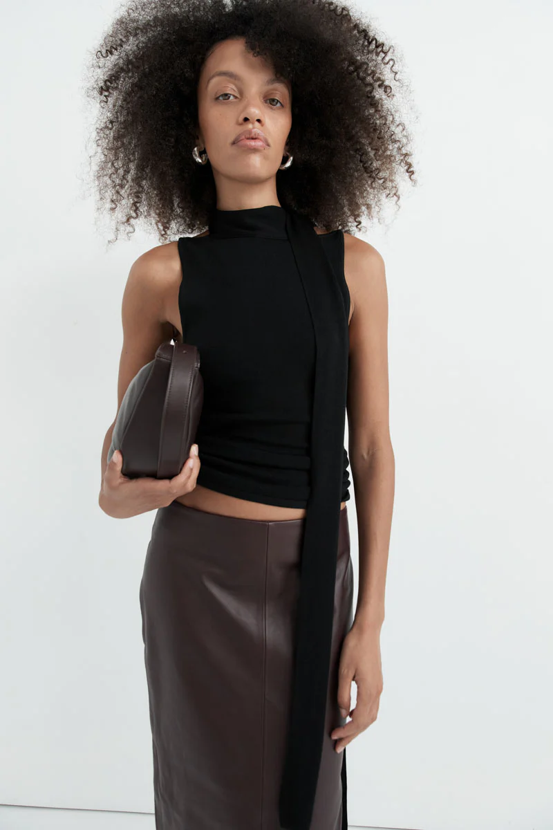 Knit Scarf Top - Black - Image 7