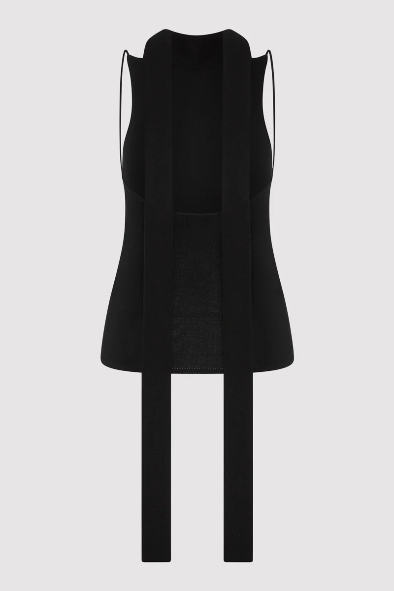 Knit Scarf Top - Black - Image 9