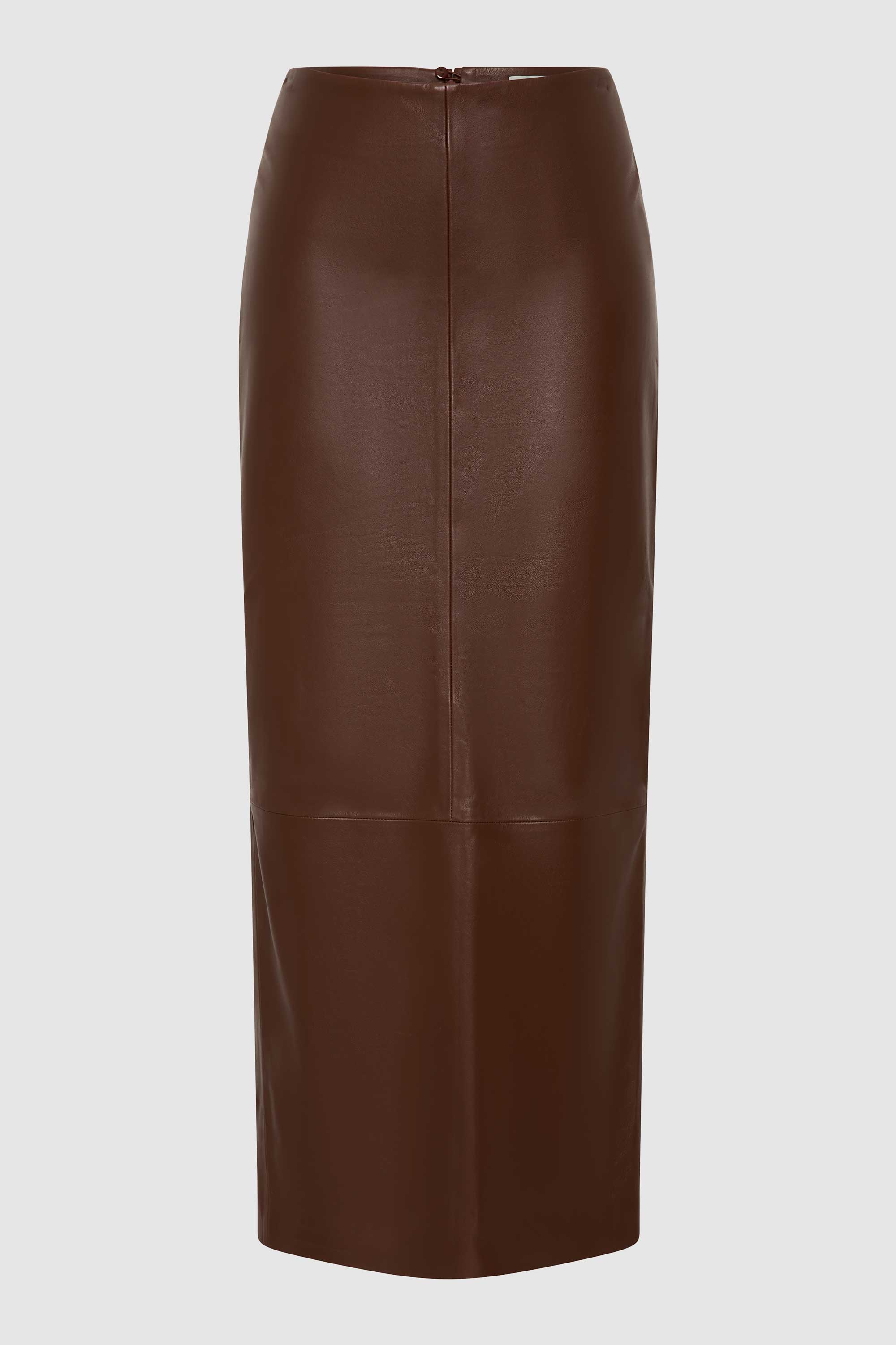 Leather Column Skirt - Rum - Image 10