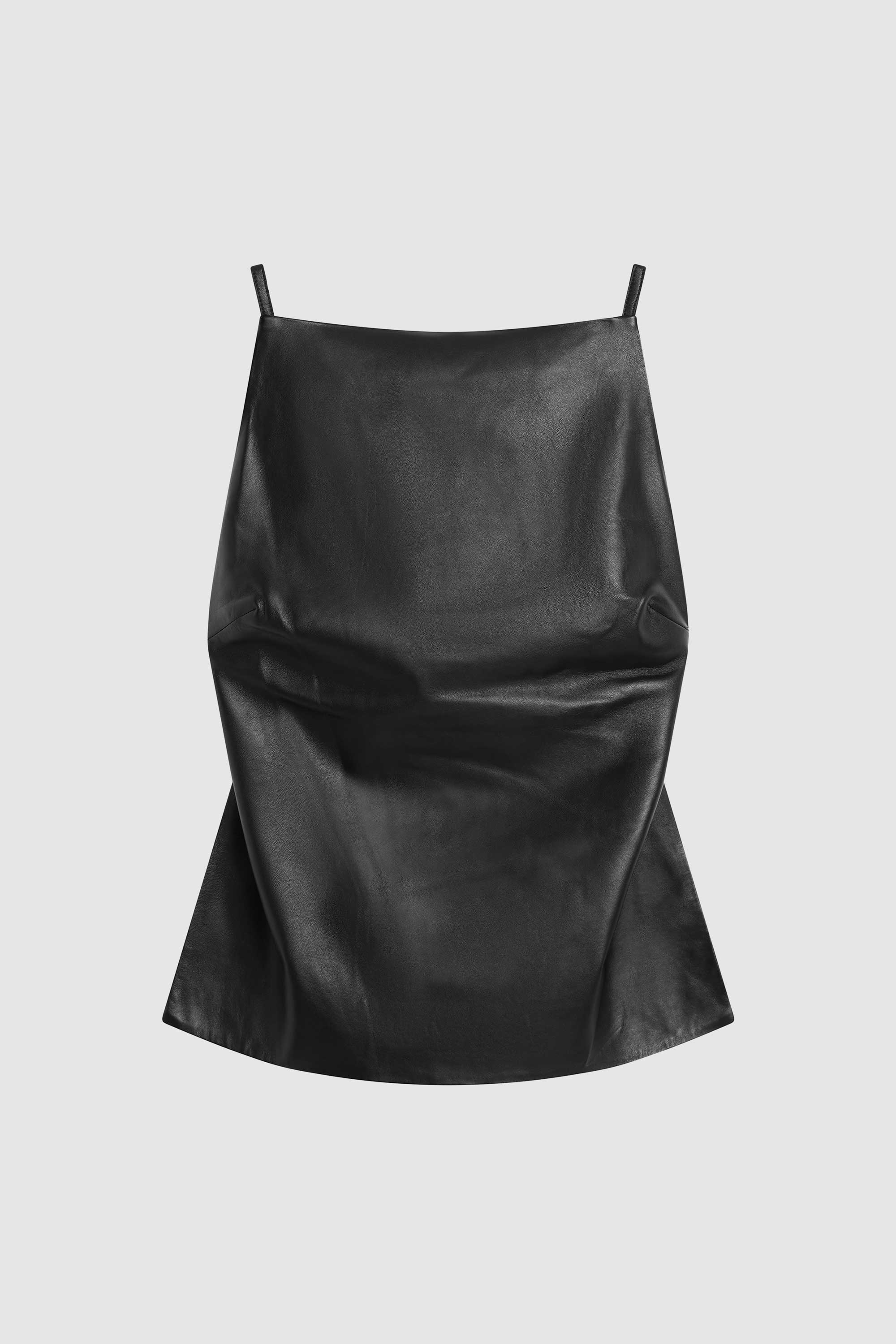 Leather Square Neck Top - Black - Image 7