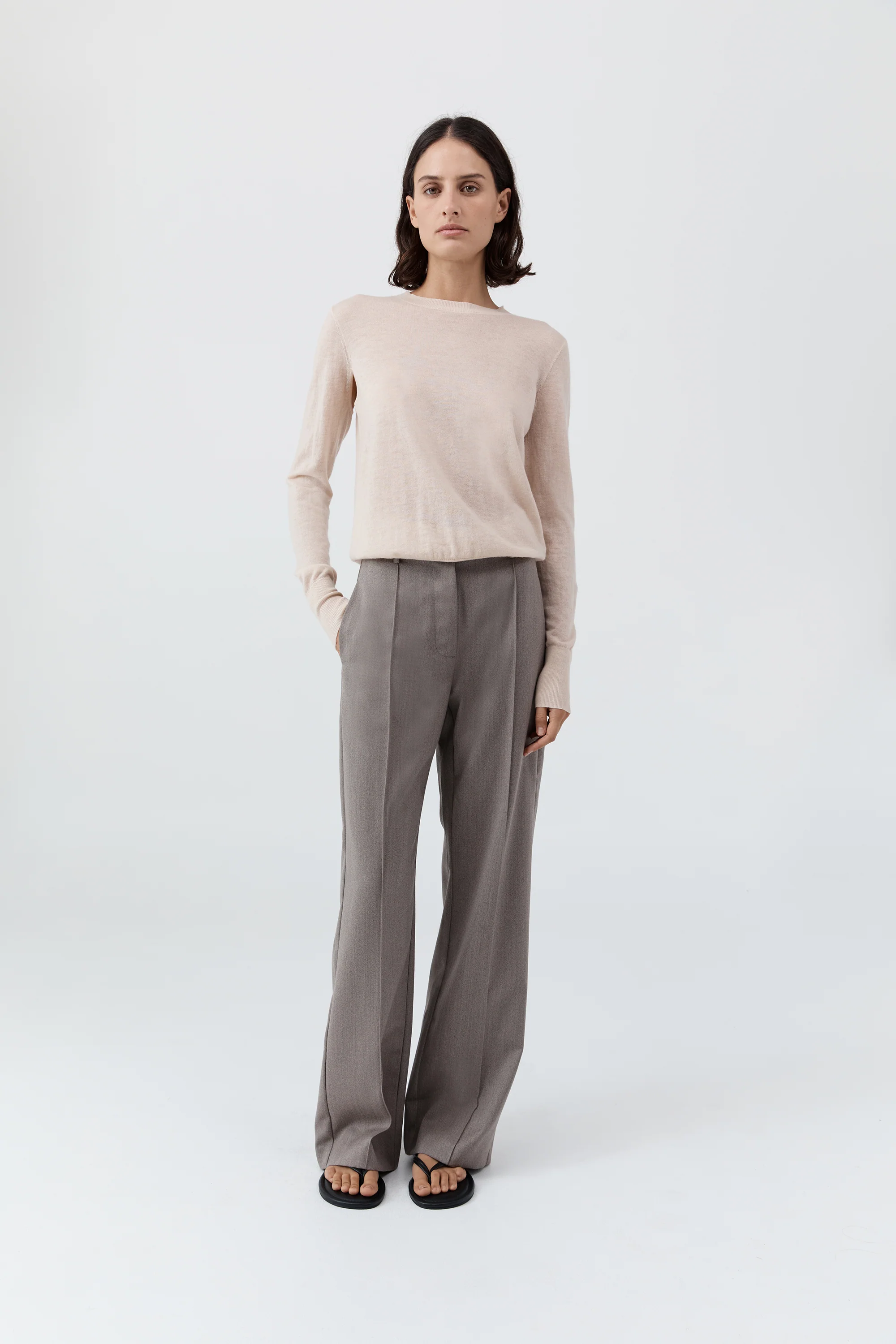 Merino Wool Slit Sleeve Sweater - Powder - Image 3