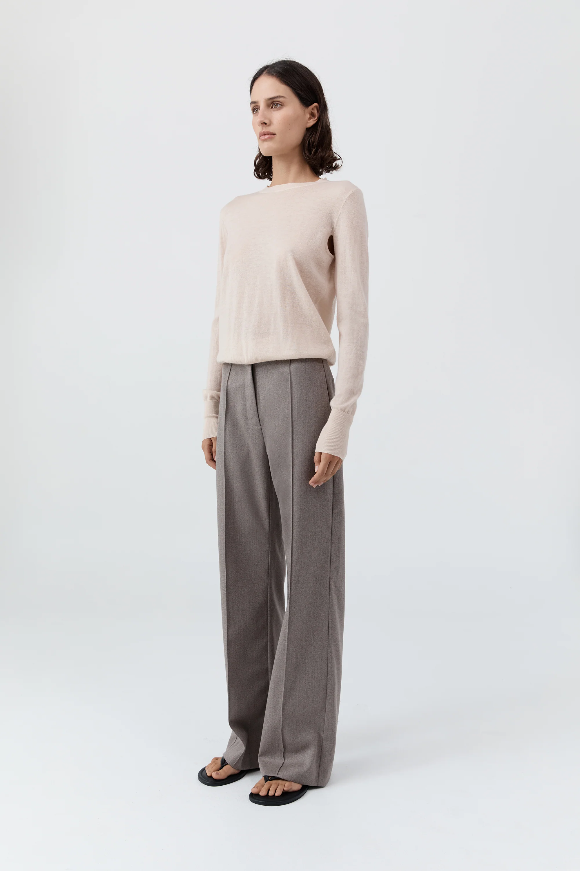 Merino Wool Slit Sleeve Sweater - Powder - Image 4