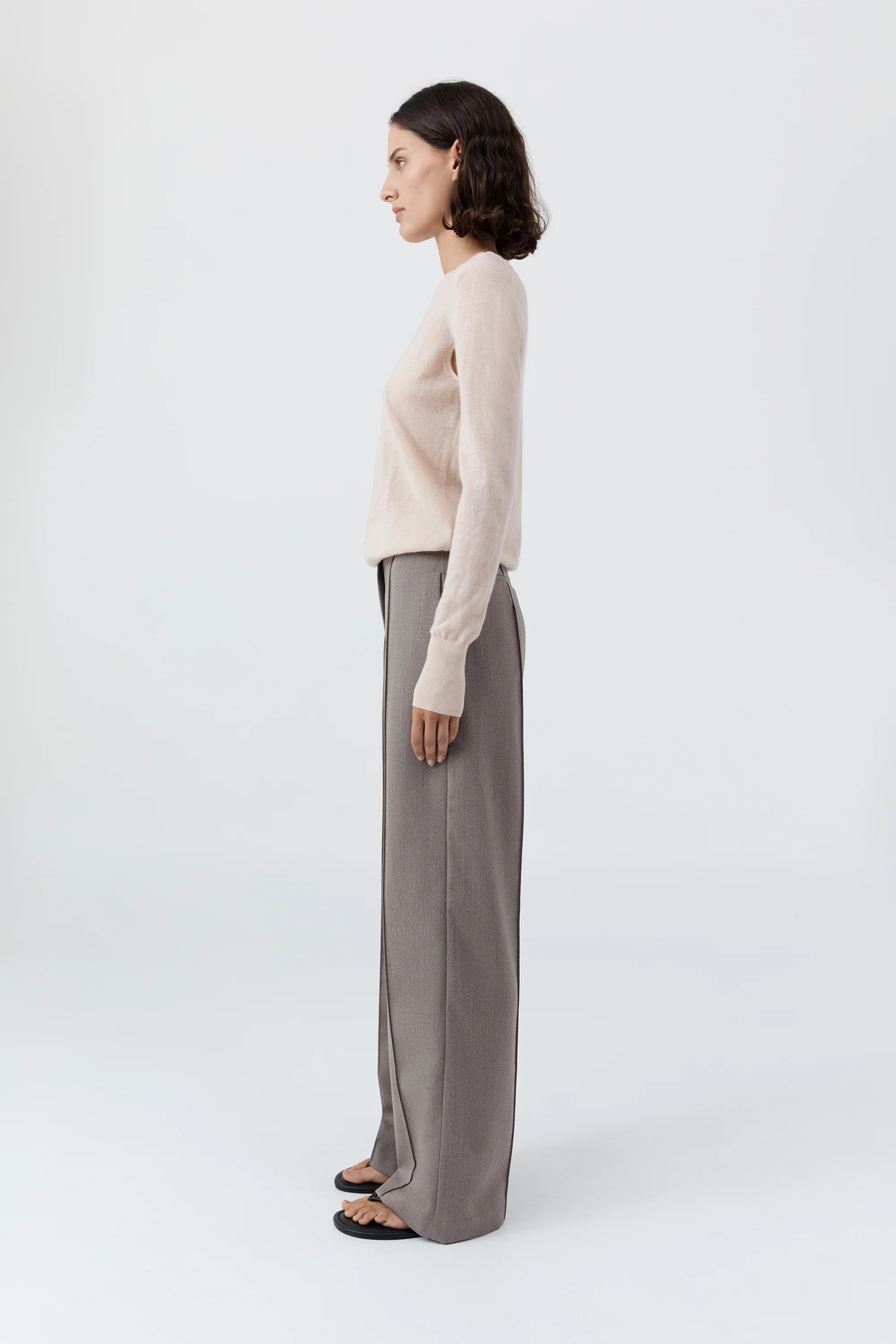 Merino Wool Slit Sleeve Sweater - Powder - Image 5