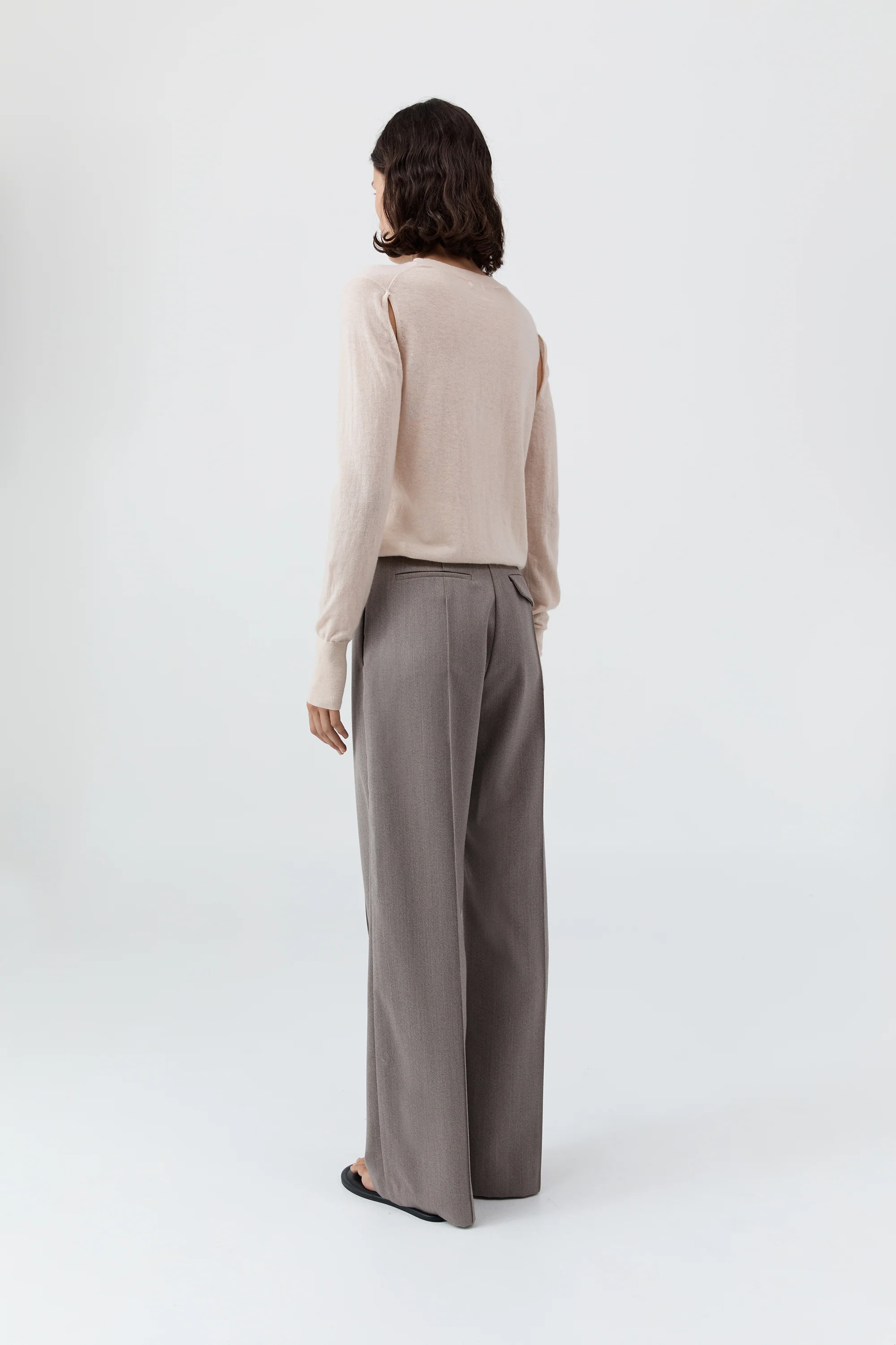 Merino Wool Slit Sleeve Sweater - Powder - Image 6