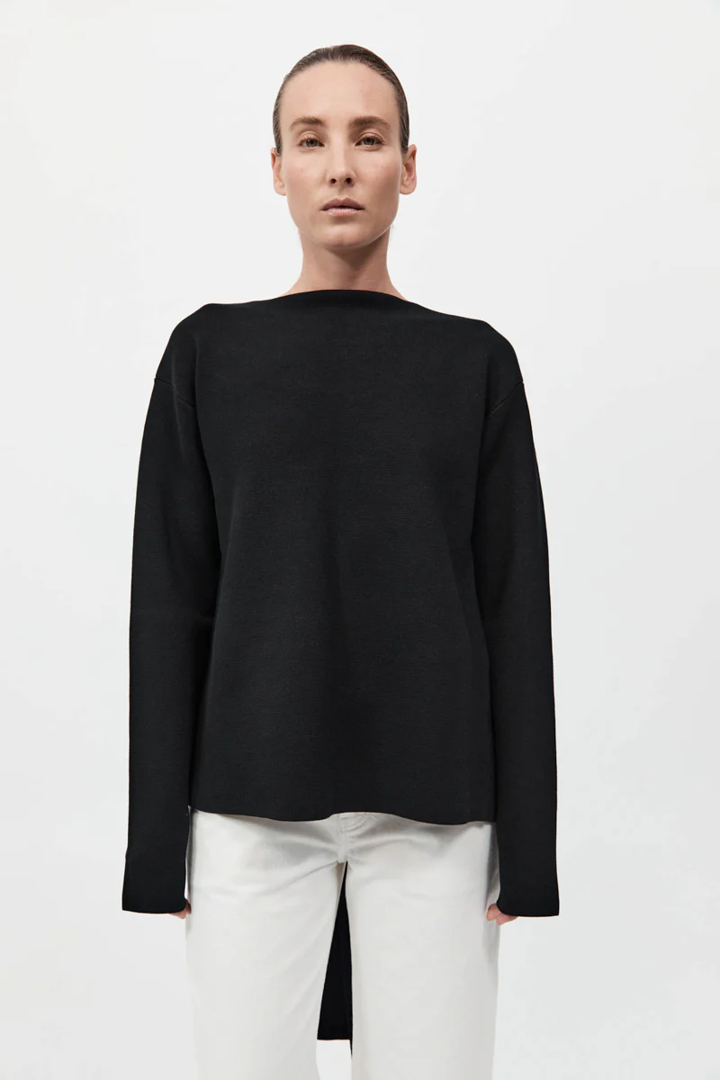 Milano Knit Scarf Jumper - Black - Image 3