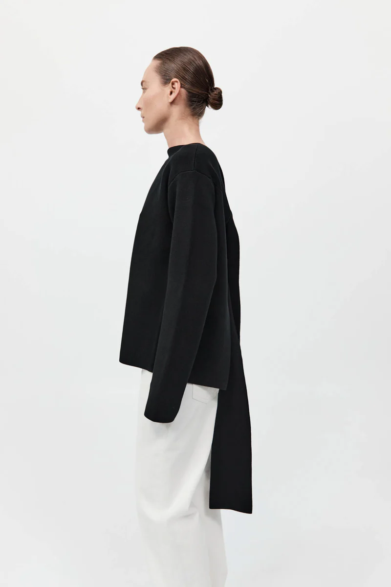 Milano Knit Scarf Jumper - Black - Image 4