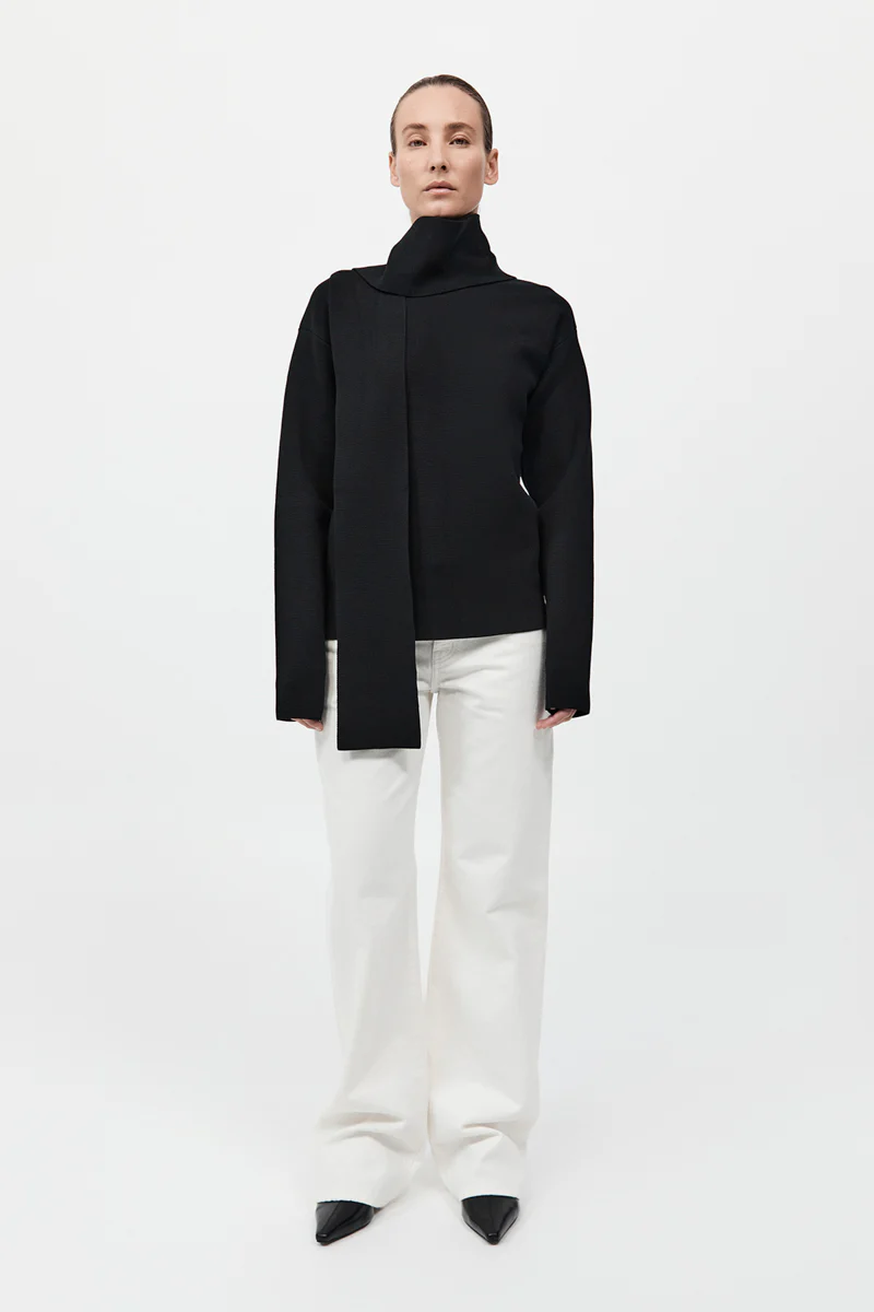 Milano Knit Scarf Jumper - Black - Image 6