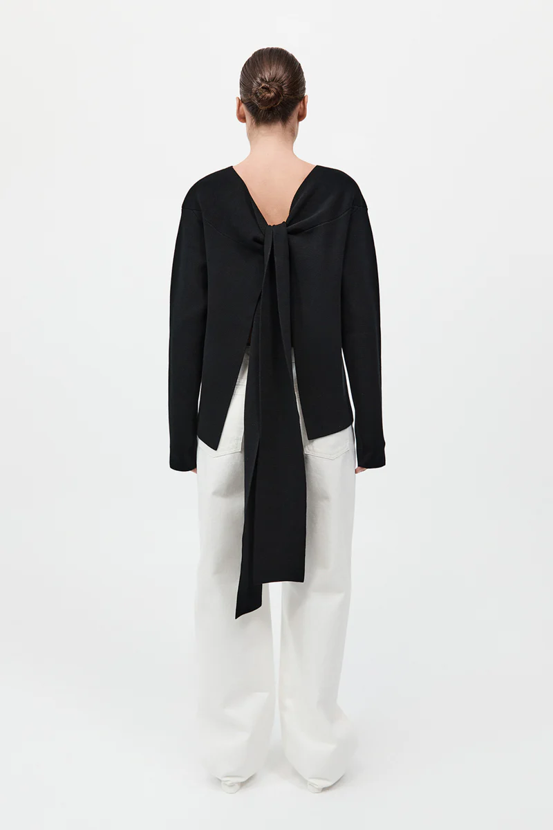 Milano Knit Scarf Jumper - Black - Image 7