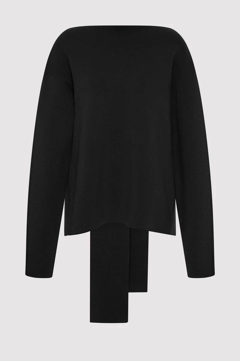 Milano Knit Scarf Jumper - Black - Image 8