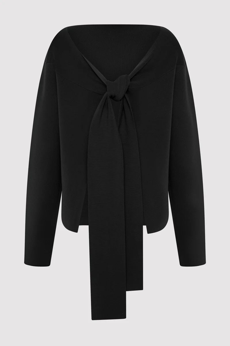 Milano Knit Scarf Jumper - Black - Image 9