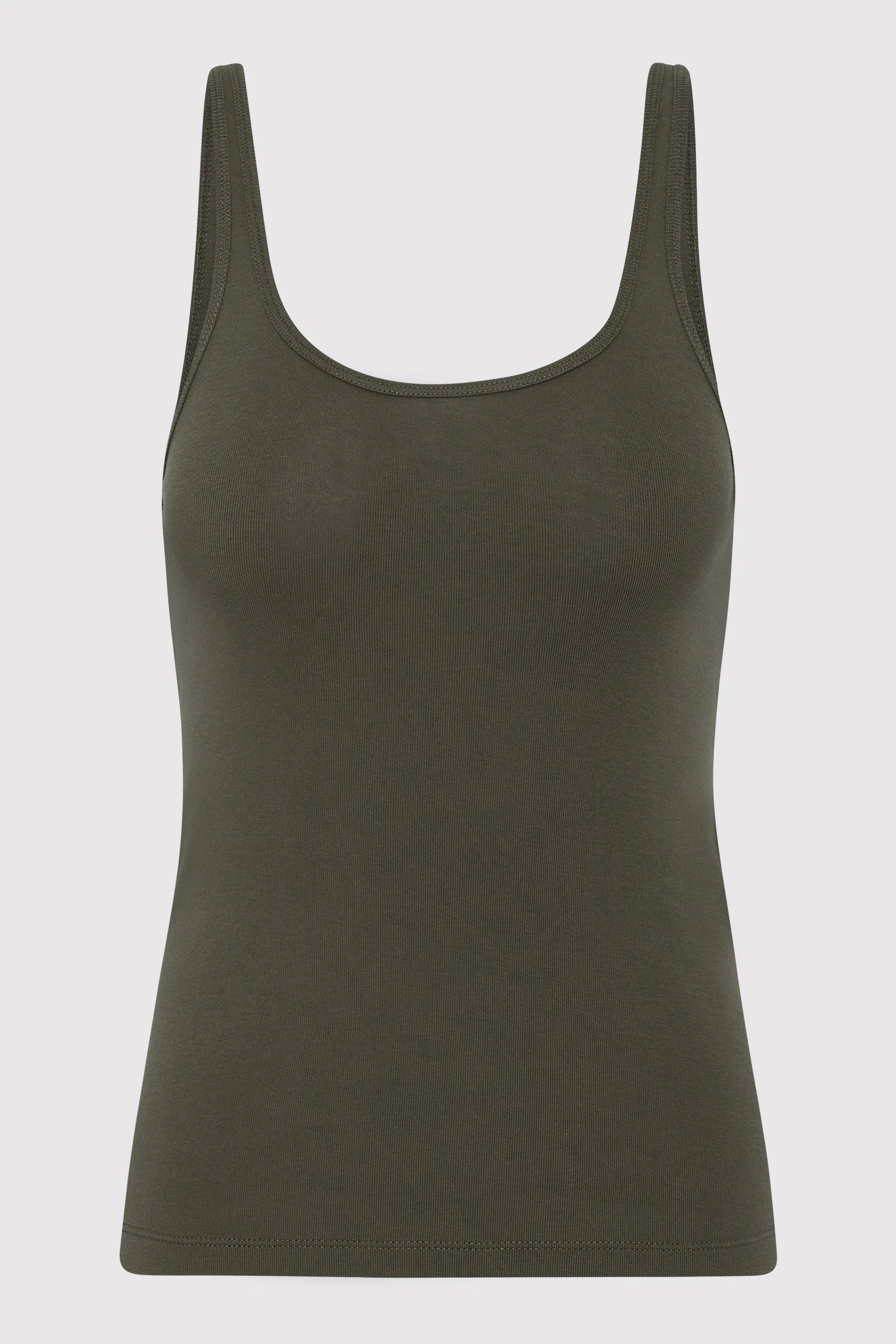 Organic Cotton Slim Scoop Tank - Khaki - Image 7