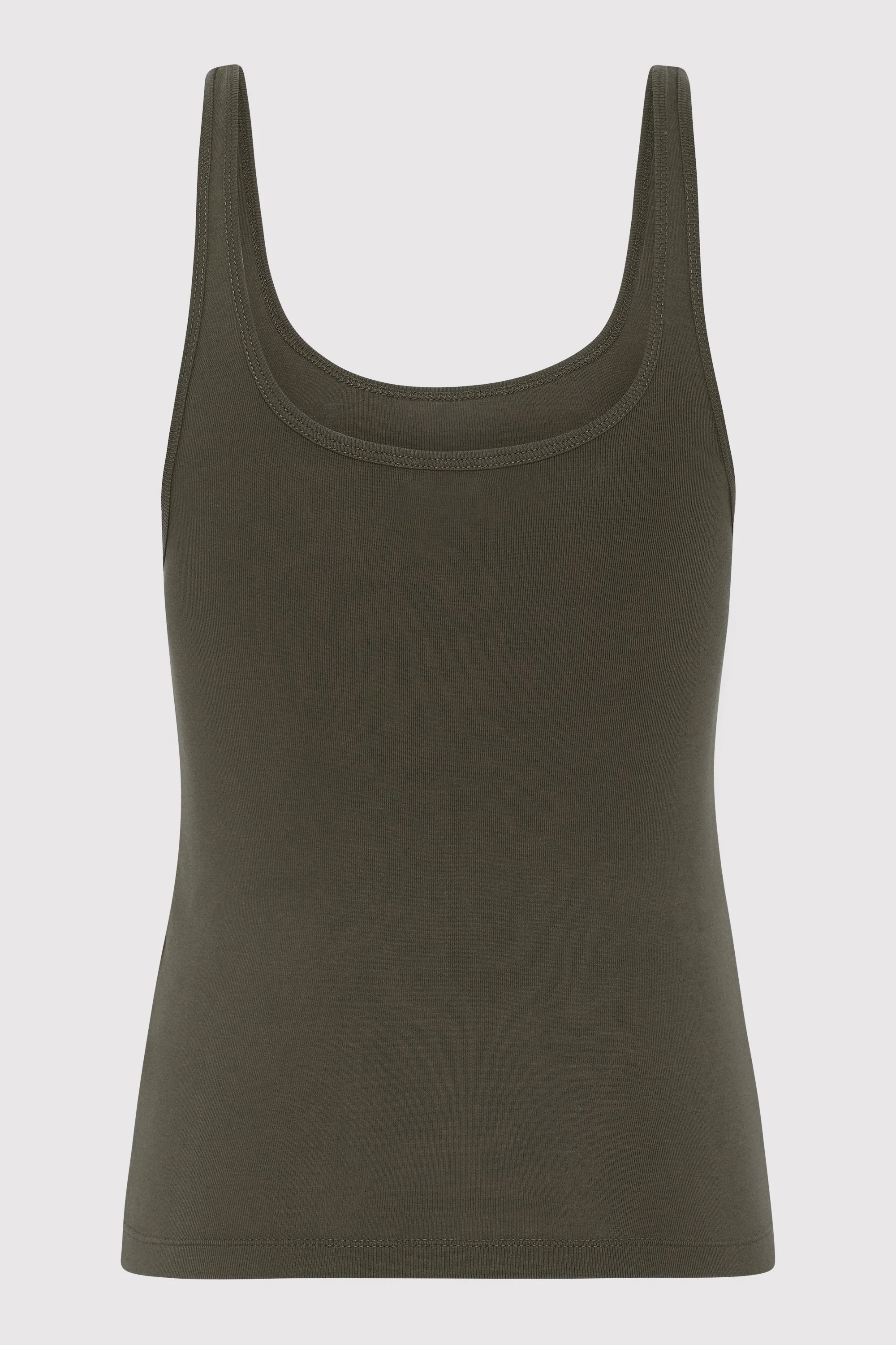 Organic Cotton Slim Scoop Tank - Khaki - Image 8
